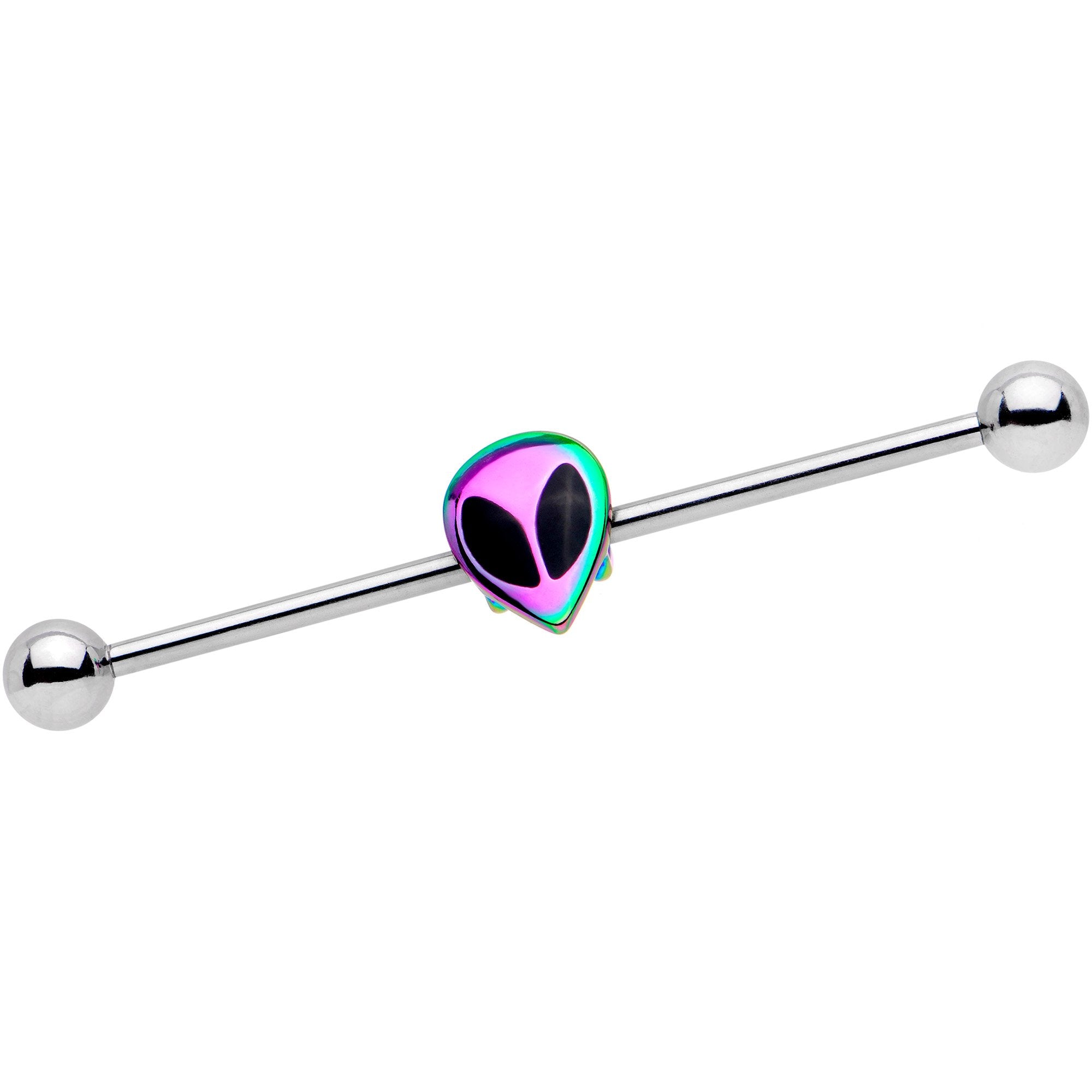 14 Gauge Rainbow Radical Alien Industrial Barbell 38mm