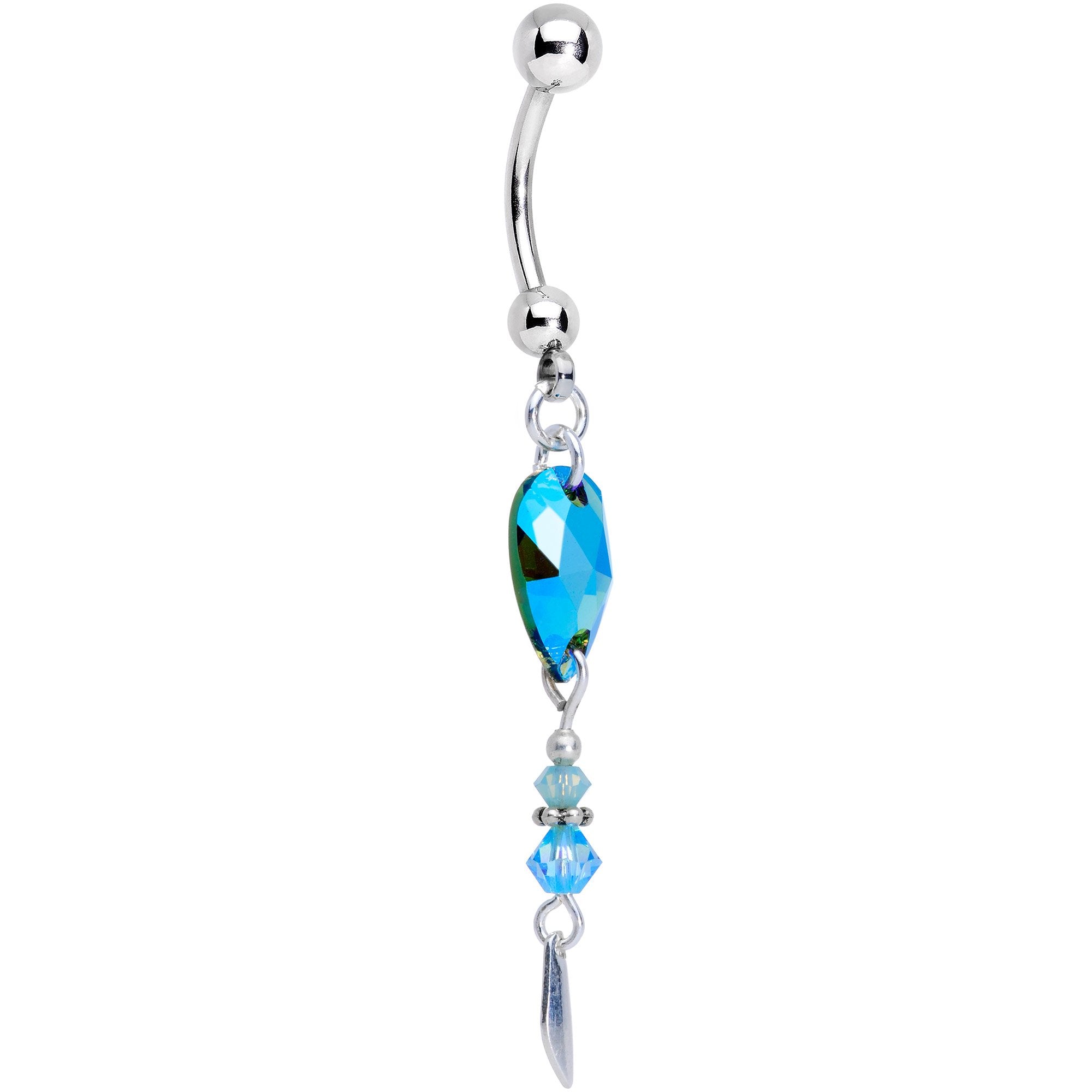 Blue Gem Duo Dangle Belly Ring Created with Crystals