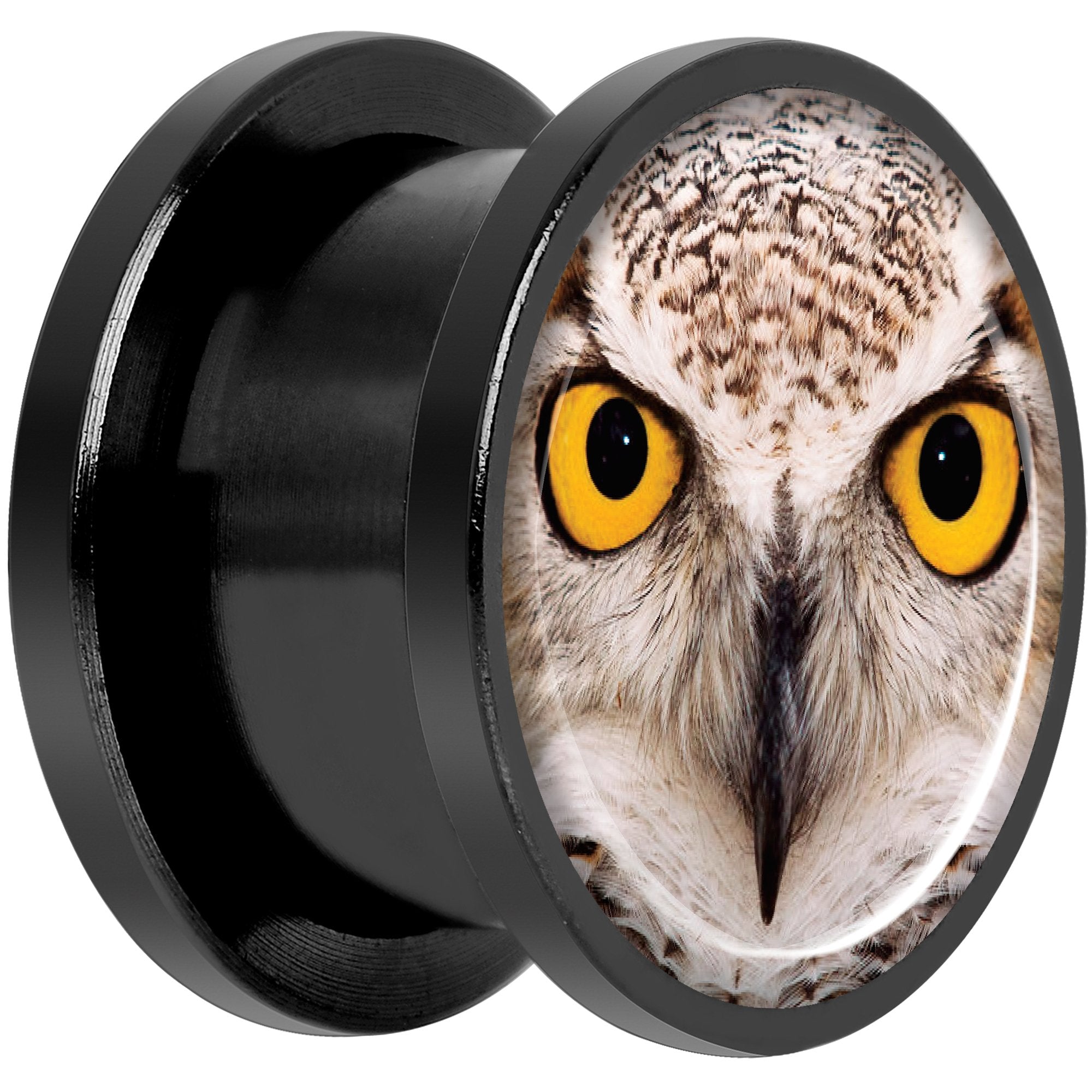 Full Color Owl Black Anodized Screw Fit Plug Set 9/16