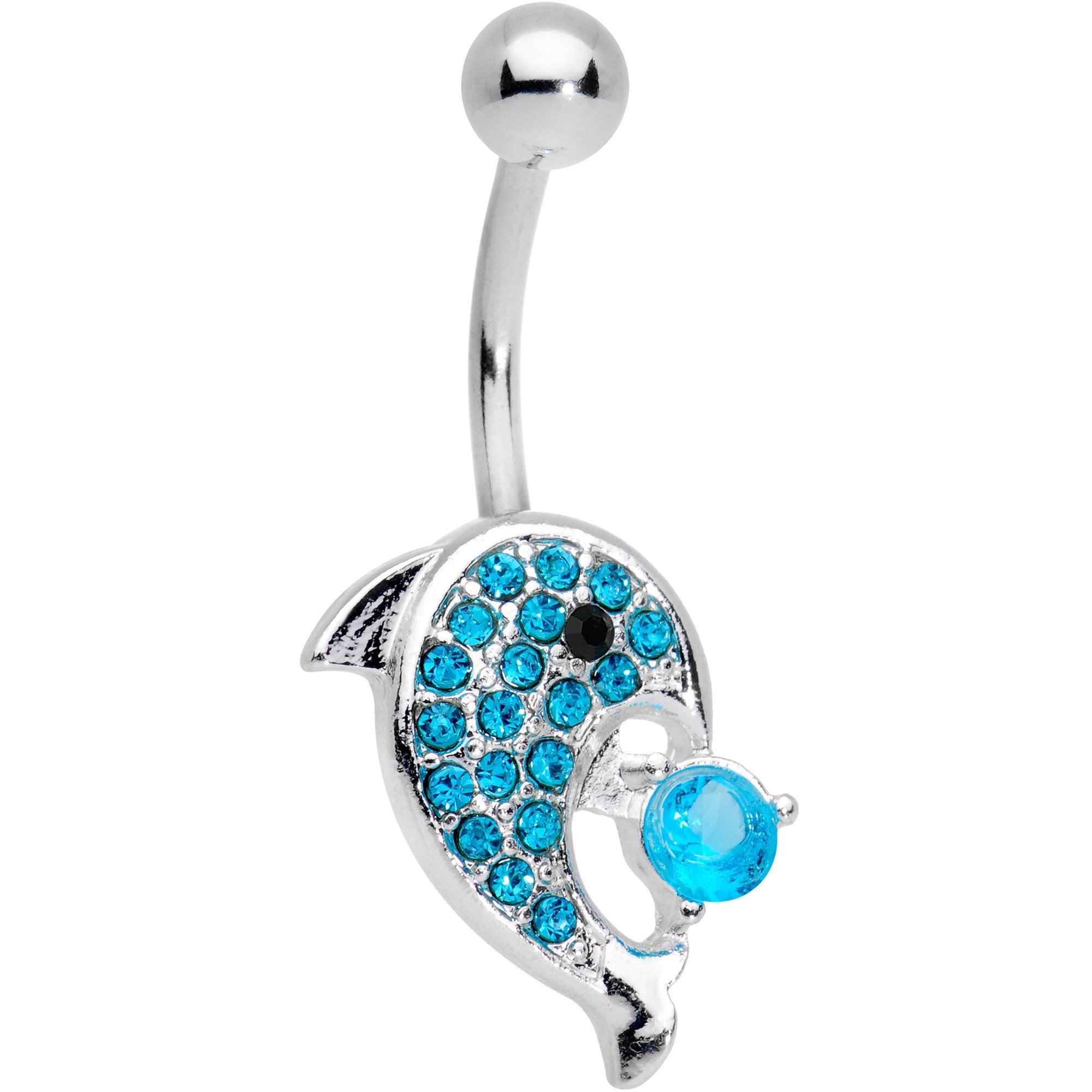 Aqua Gem Delightful Dolphin Belly Ring