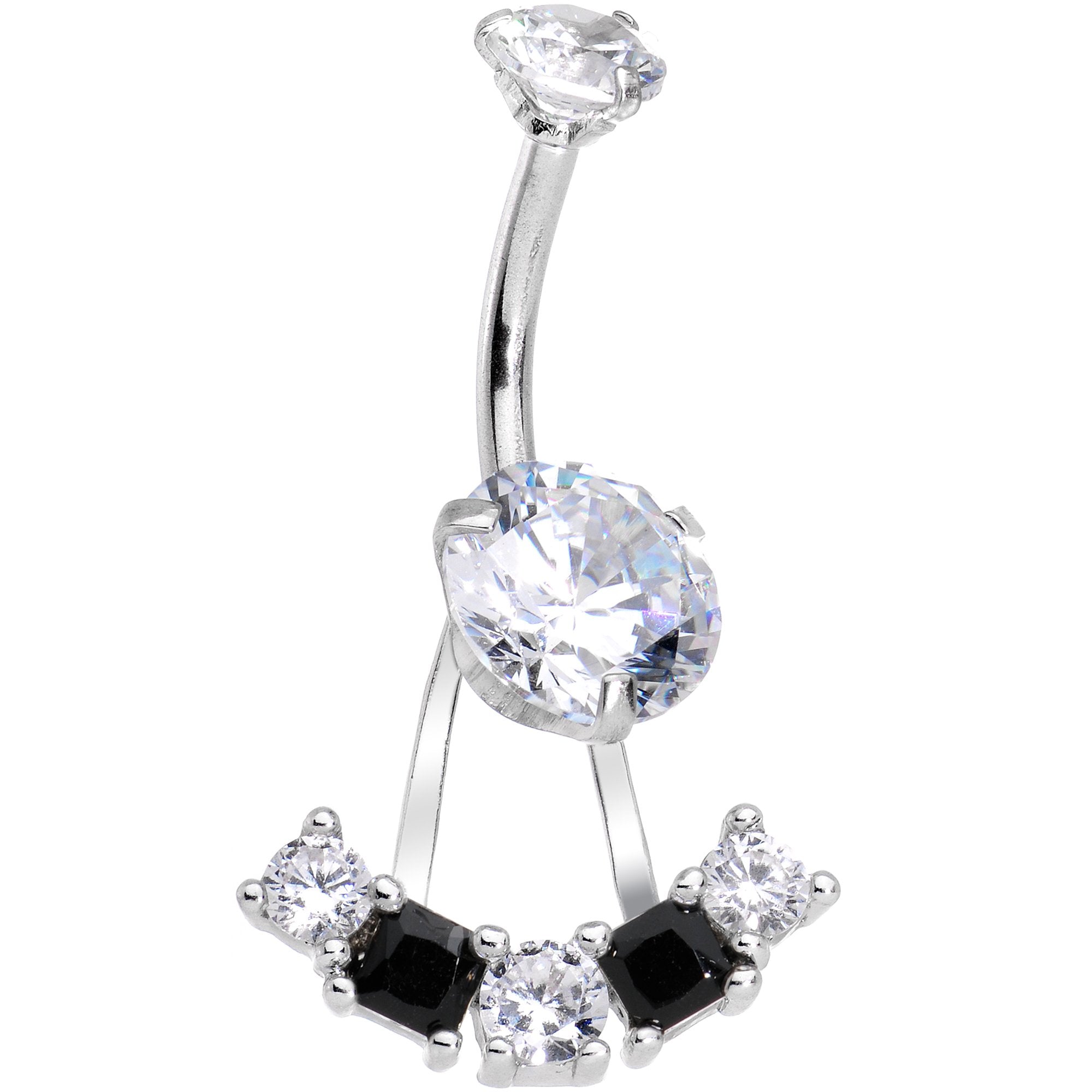 Clear Black CZ Gem Sassy Sparkle Butterfly Dangle Belly Ring