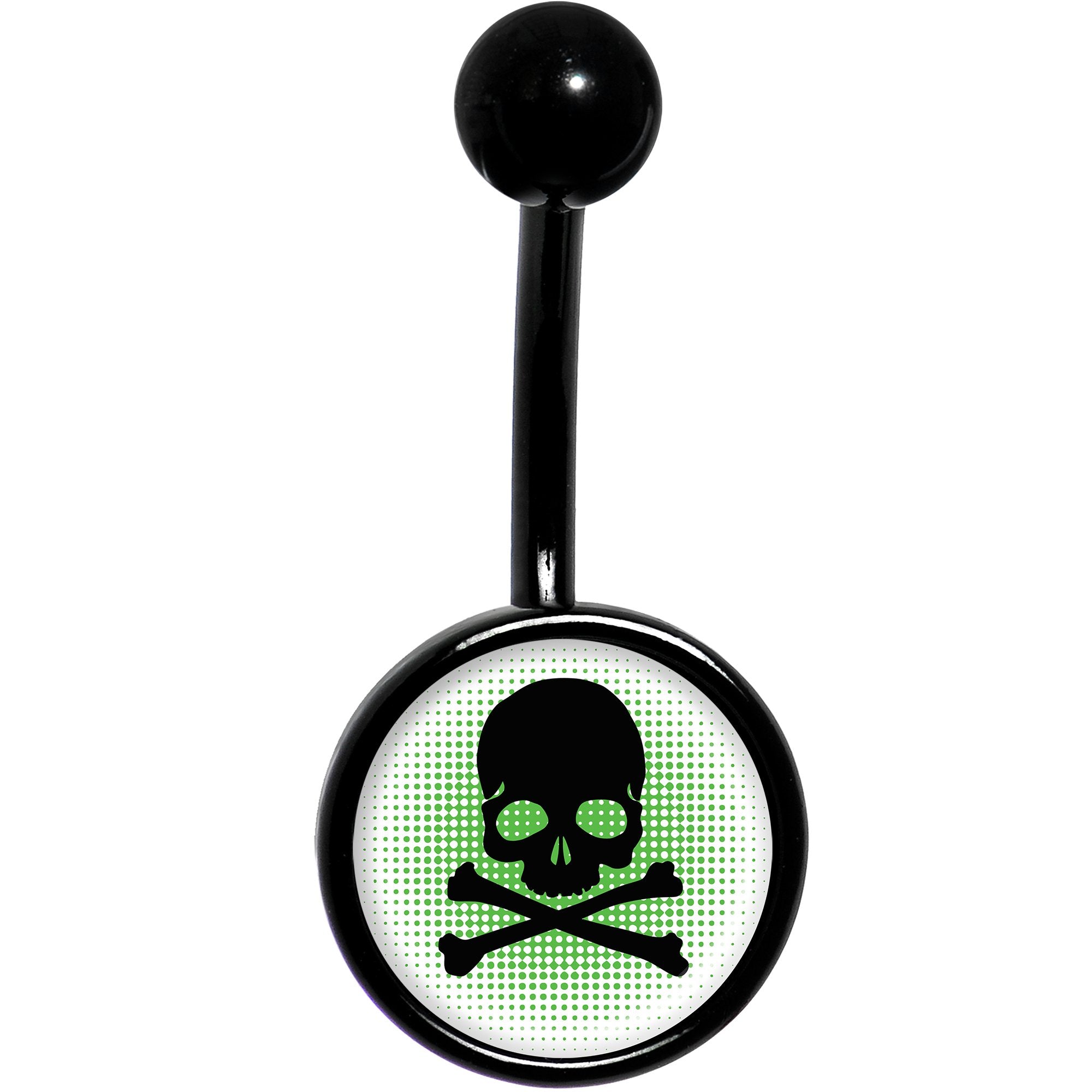 Green Black Skull Black Belly Ring