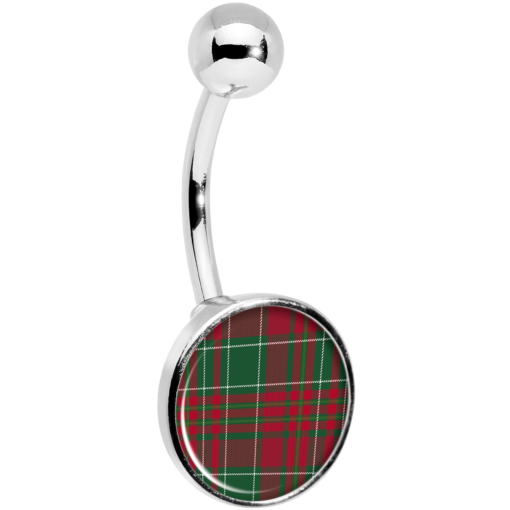 Christmas Red Green Plaid Belly Ring