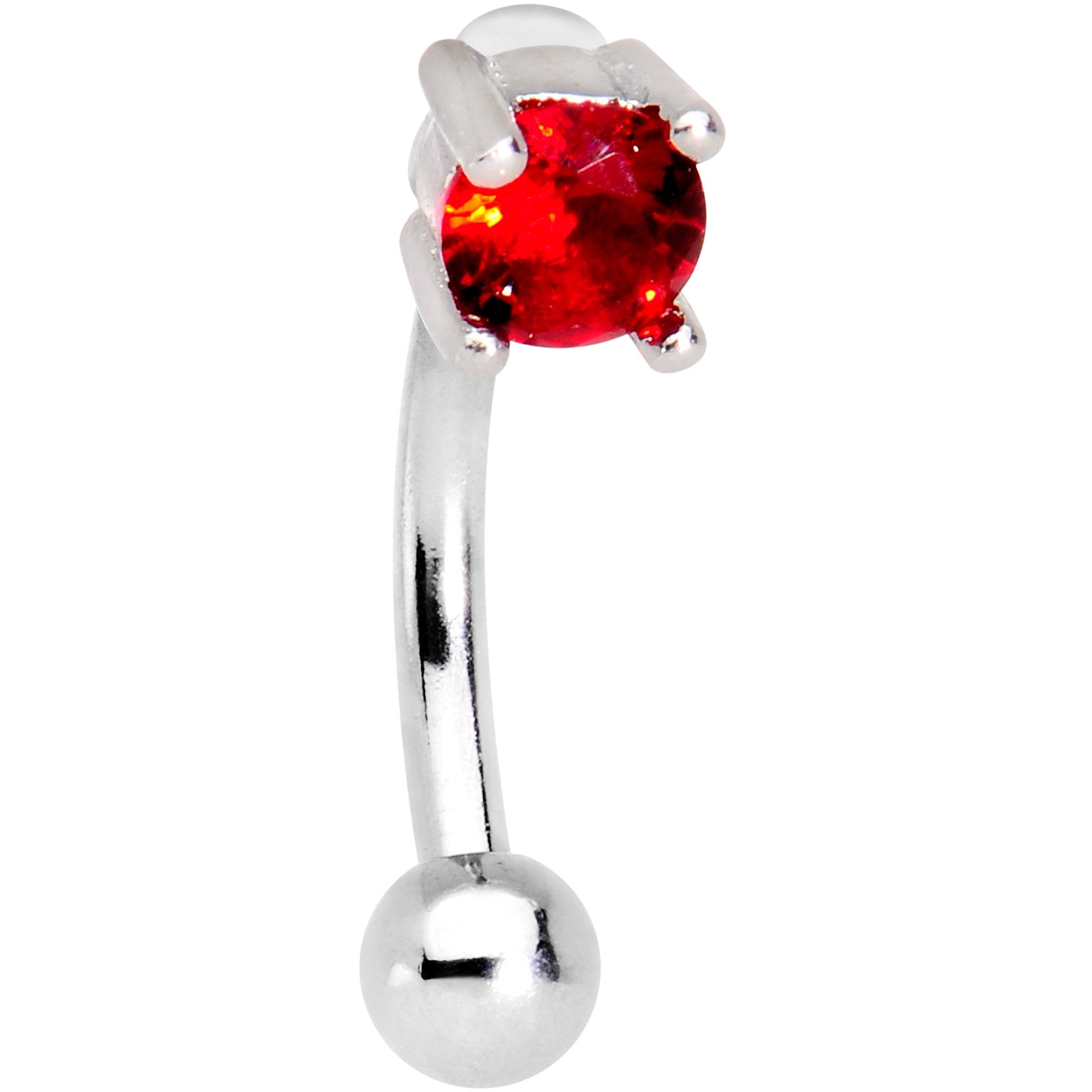 5/16 Red CZ Gem Fashionista Curved Eyebrow Rook Earring