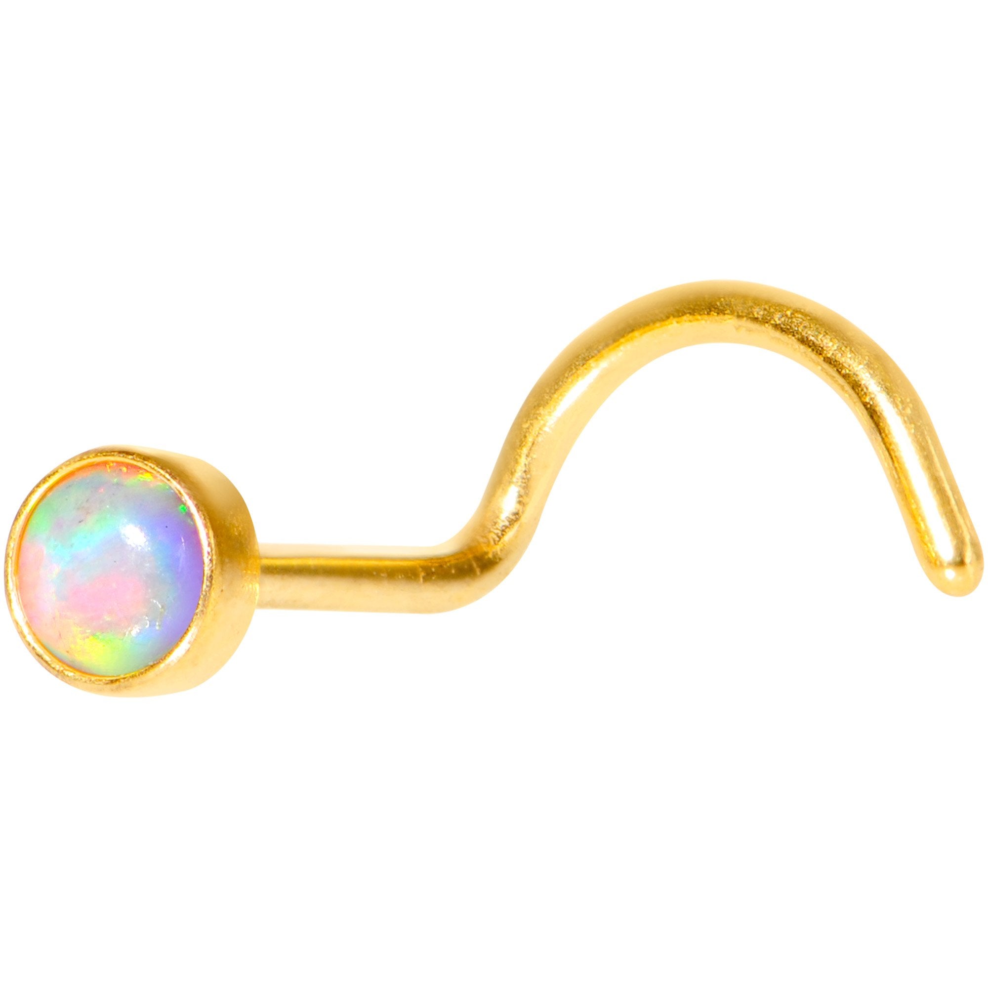 White 3mm Synthetic Opal Gold Tone Press Fit Left Nose Screw