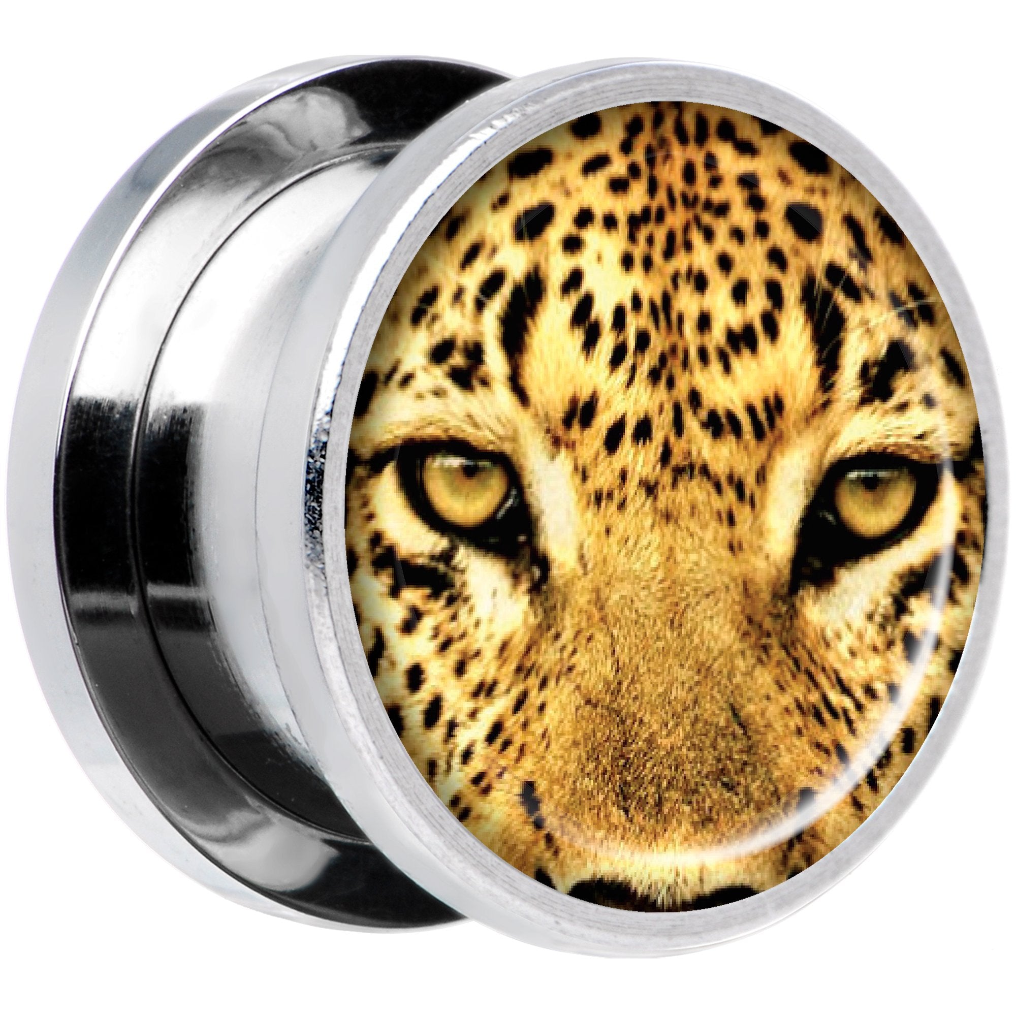 Full Color Leopard Eyes Steel Screw Fit Plug Set 9/16