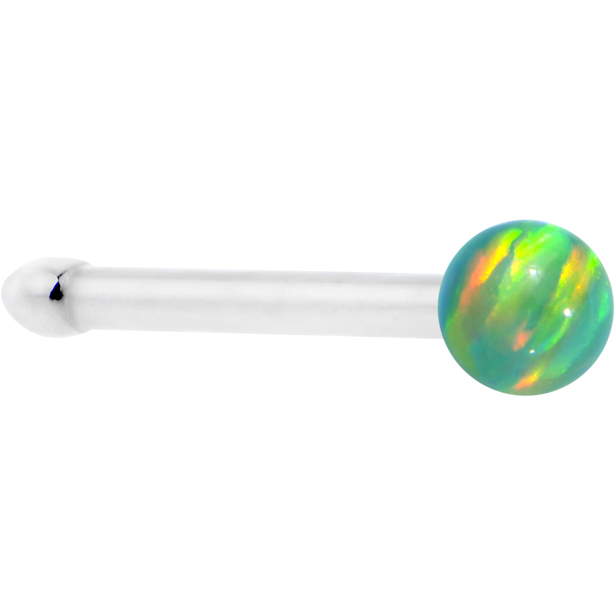 20 Gauge Green Synthetic Opal Stud Stainless Steel Nose Bone