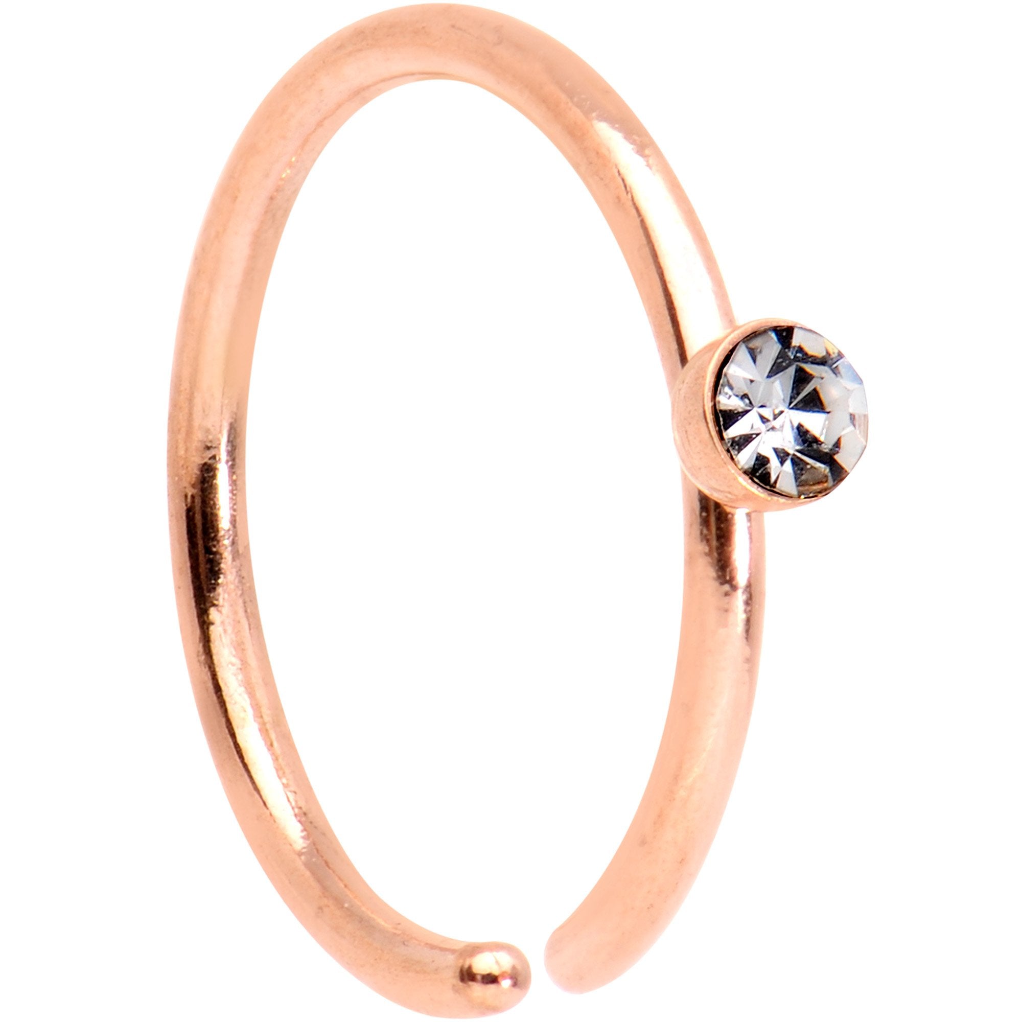 20 Gauge 5/16 Clear Gem Rose Gold Tone IP Seamless Circular Ring