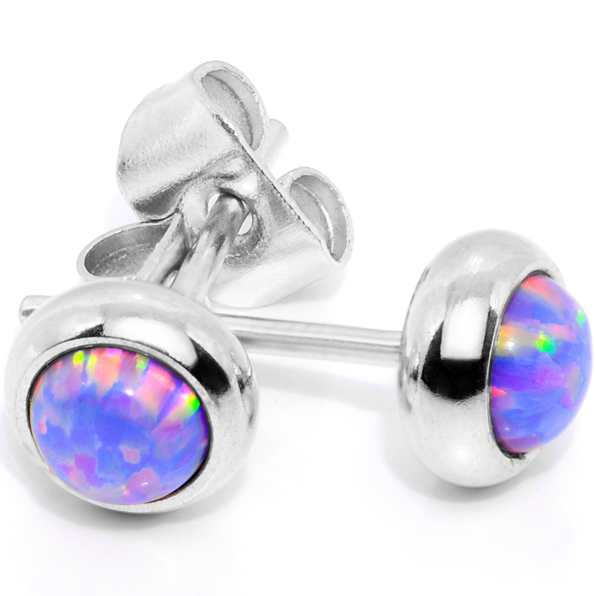 Purple Synthetic Opal 316L Surgical Steel Stud Earrings