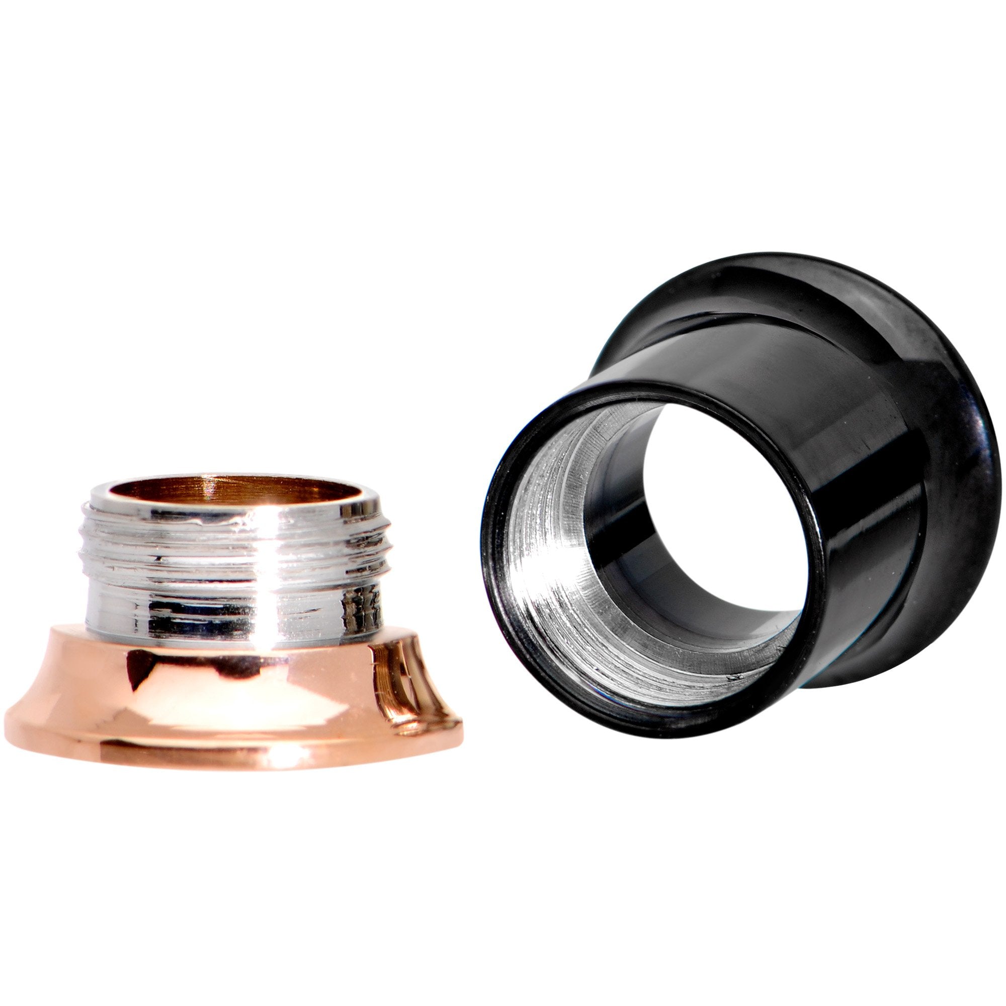 Black Rose Gold PVD Two Tone Screw Fit Tunnel Plug Set 3mm to 16mm