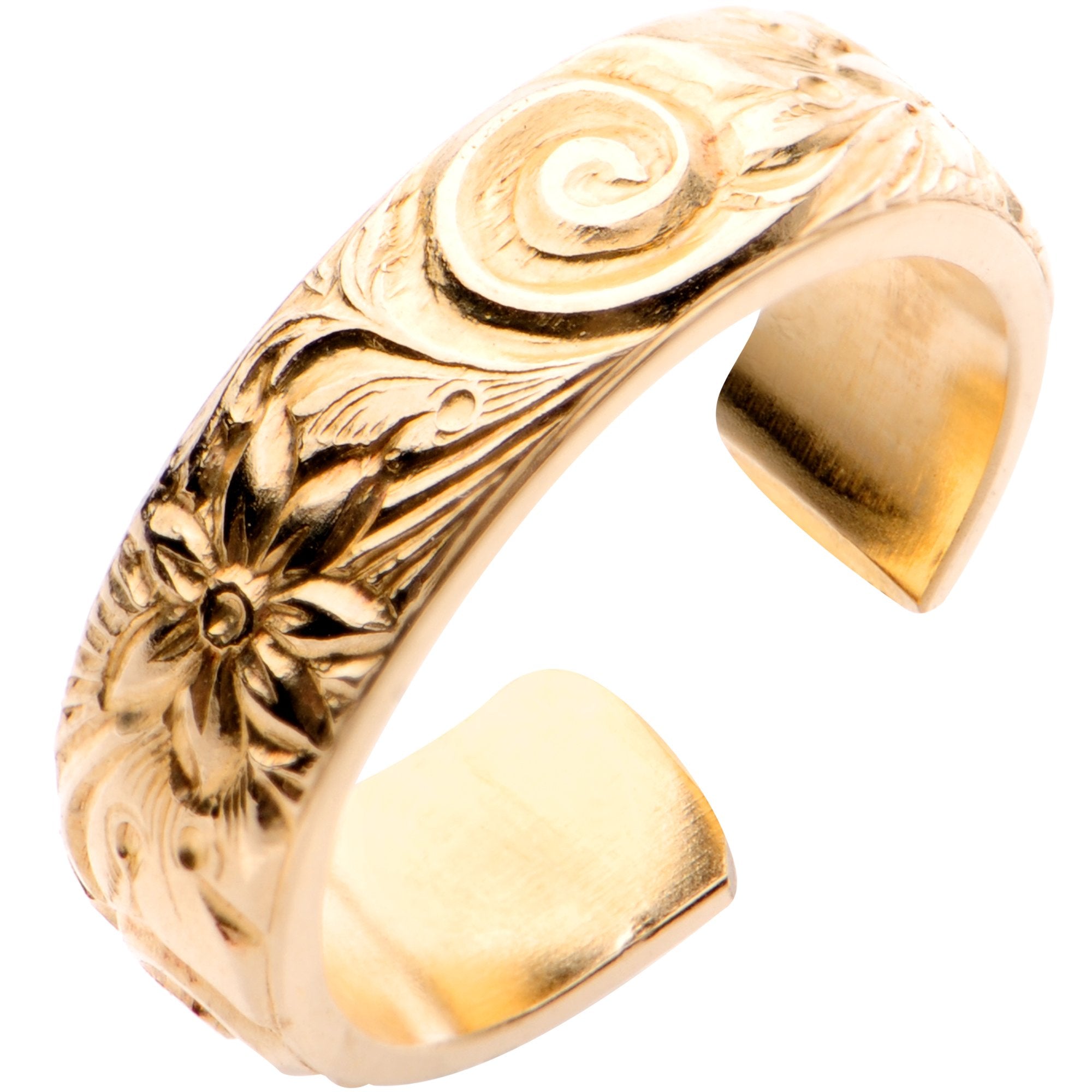 Handcrafted 14kt Yellow Gold Filled Swirl Flower Toe Ring