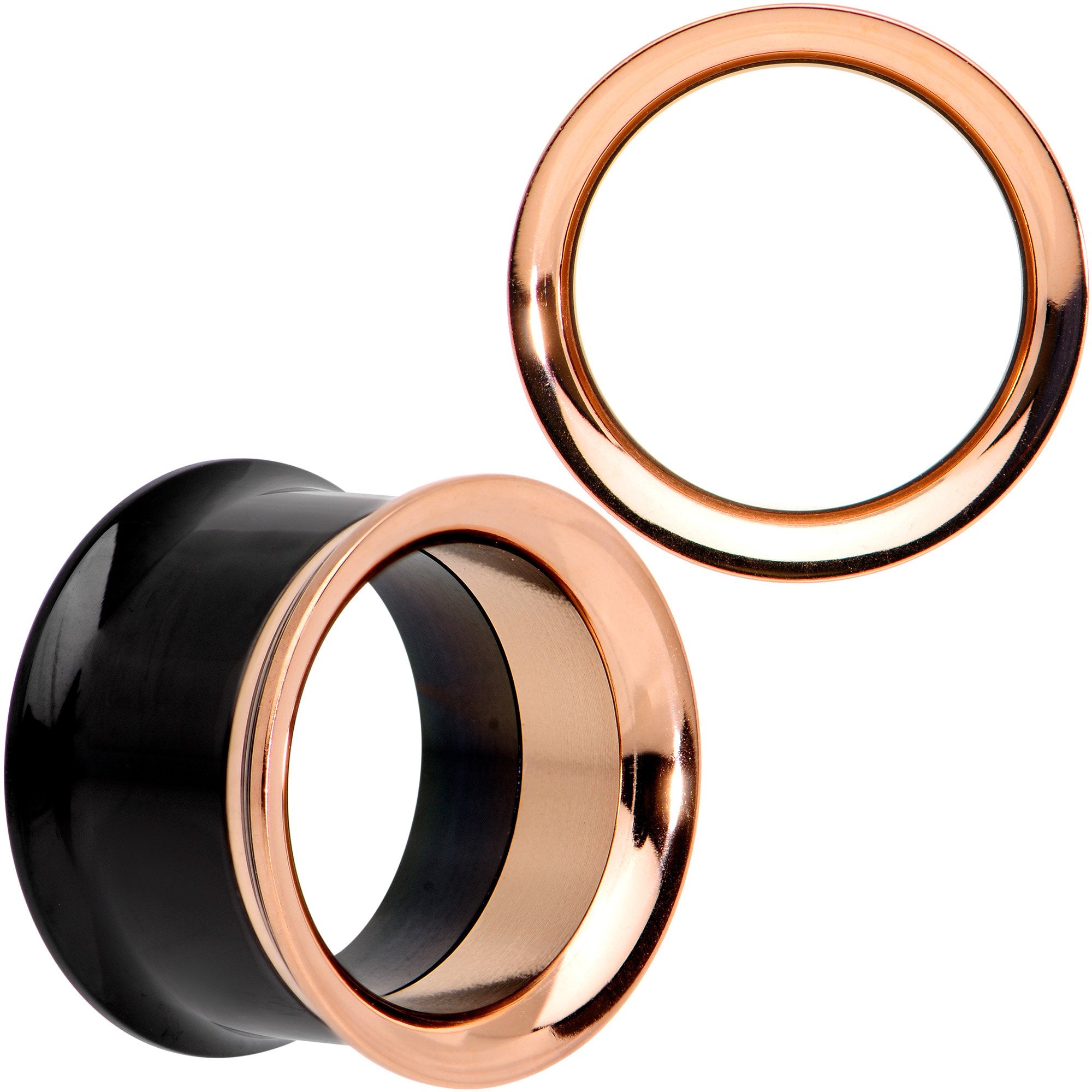 Black Rose Gold PVD Two Tone Screw Fit Tunnel Plug Set 3mm to 16mm