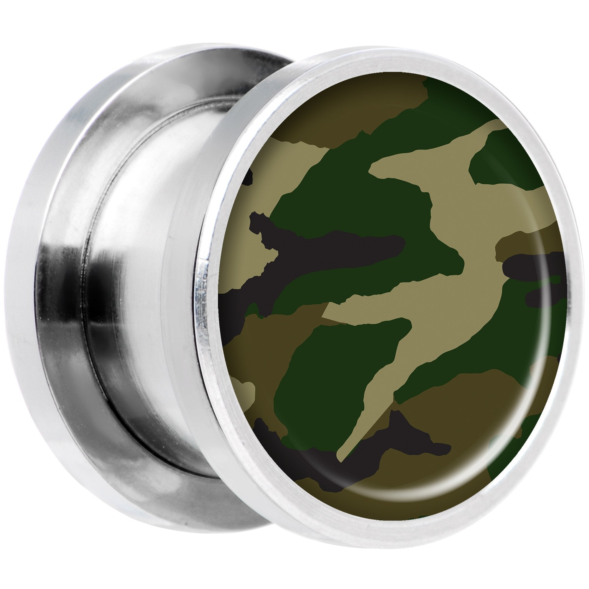 Woodland Camo Print Steel Screw Fit Plug Set 1/2