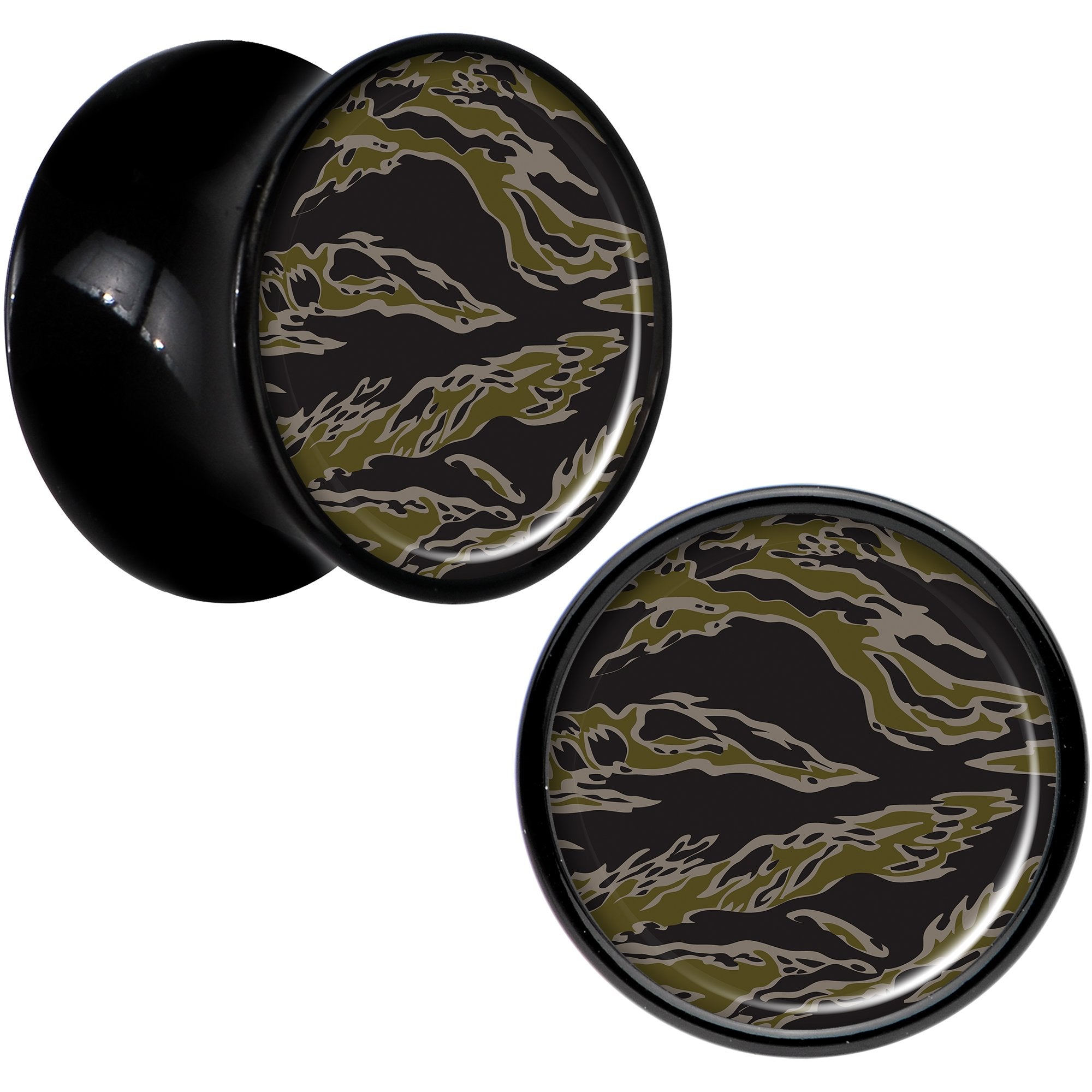 Black Acrylic Tiger Camo Print Saddle Plug Set 1/2