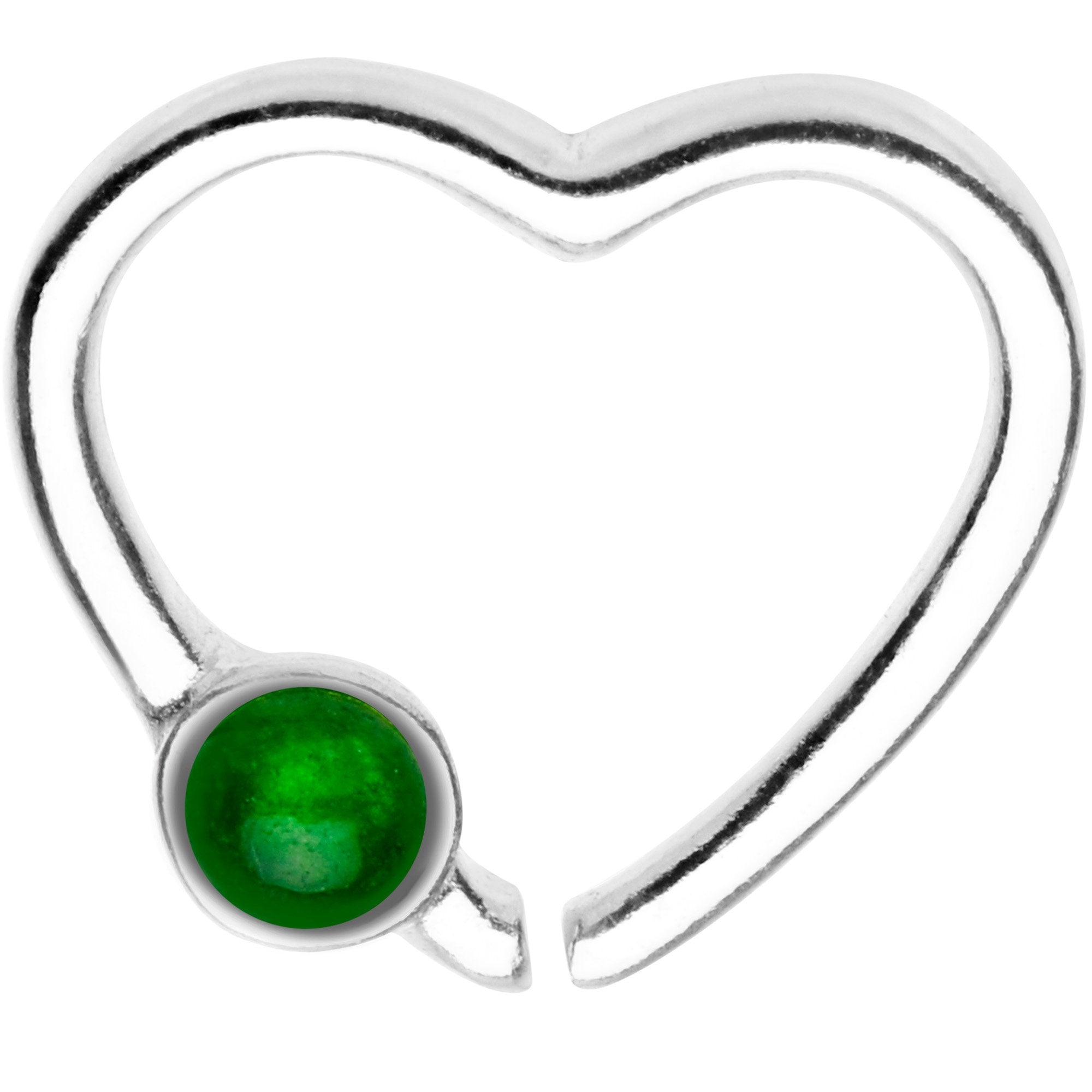 925 Silver Venturine Gem Heart Right Daith Cartilage Tragus