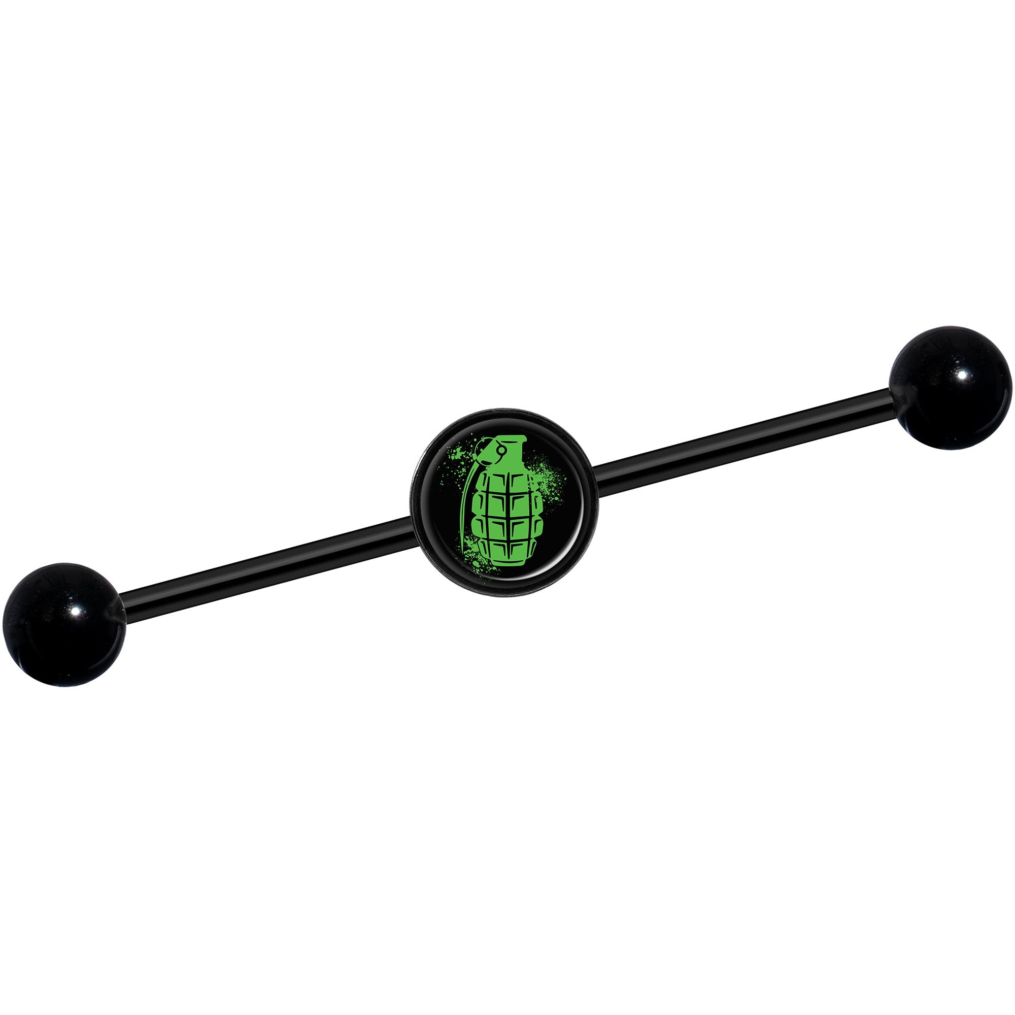 14 Gauge Green Grenade Black Industrial Barbell 37mm