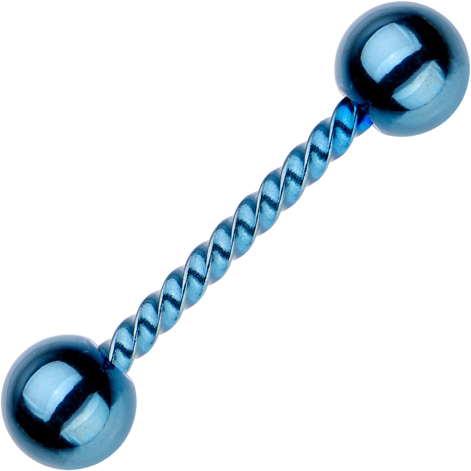 14 Gauge 5/8 Light Blue IP Seriously Twisted Barbell Tongue Ring