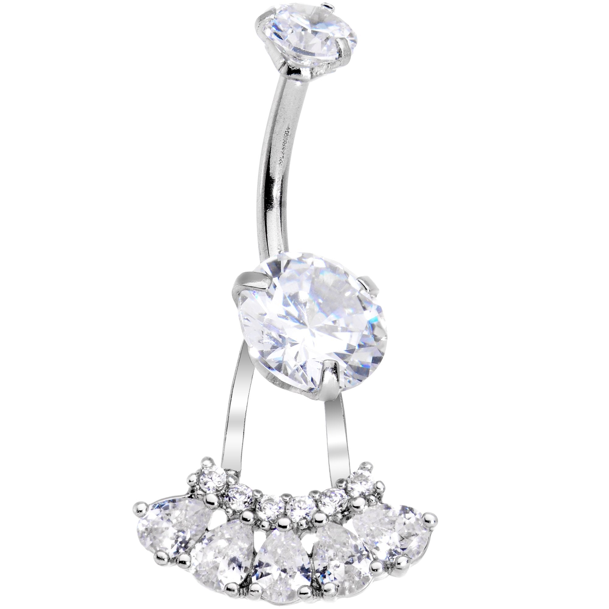 Clear Gem Swagger Sweep Dangle Belly Ring