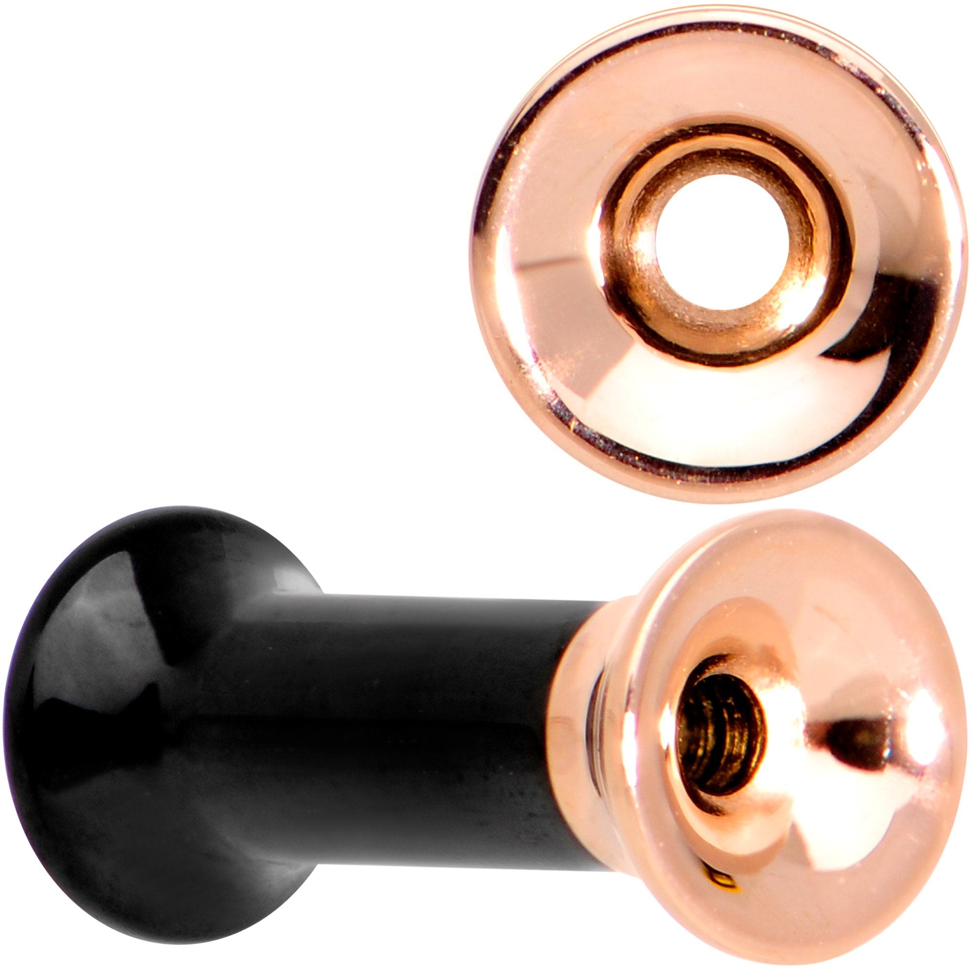 Black Rose Gold PVD Two Tone Screw Fit Tunnel Plug Set 3mm to 16mm