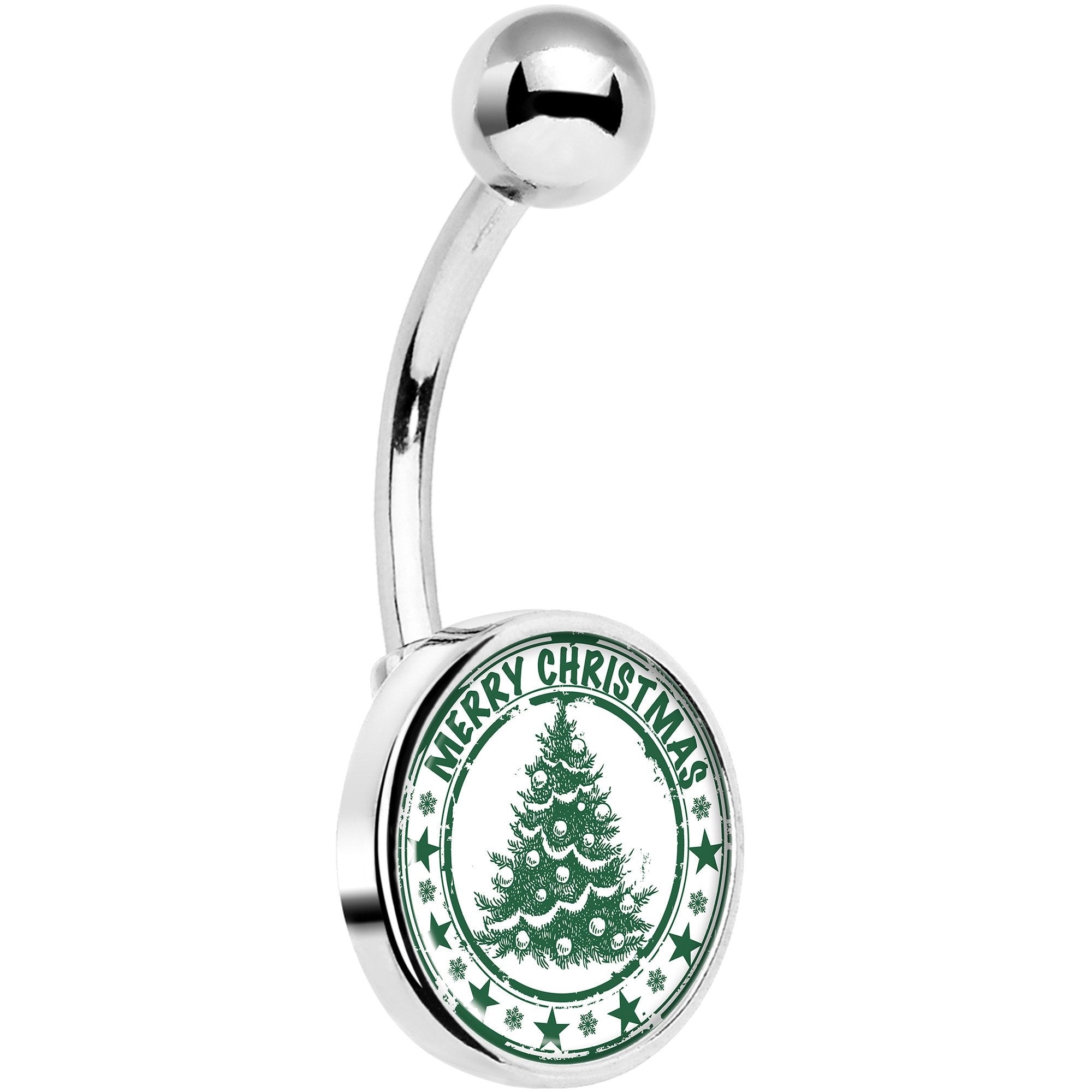 Merry Christmas Tree Belly Ring