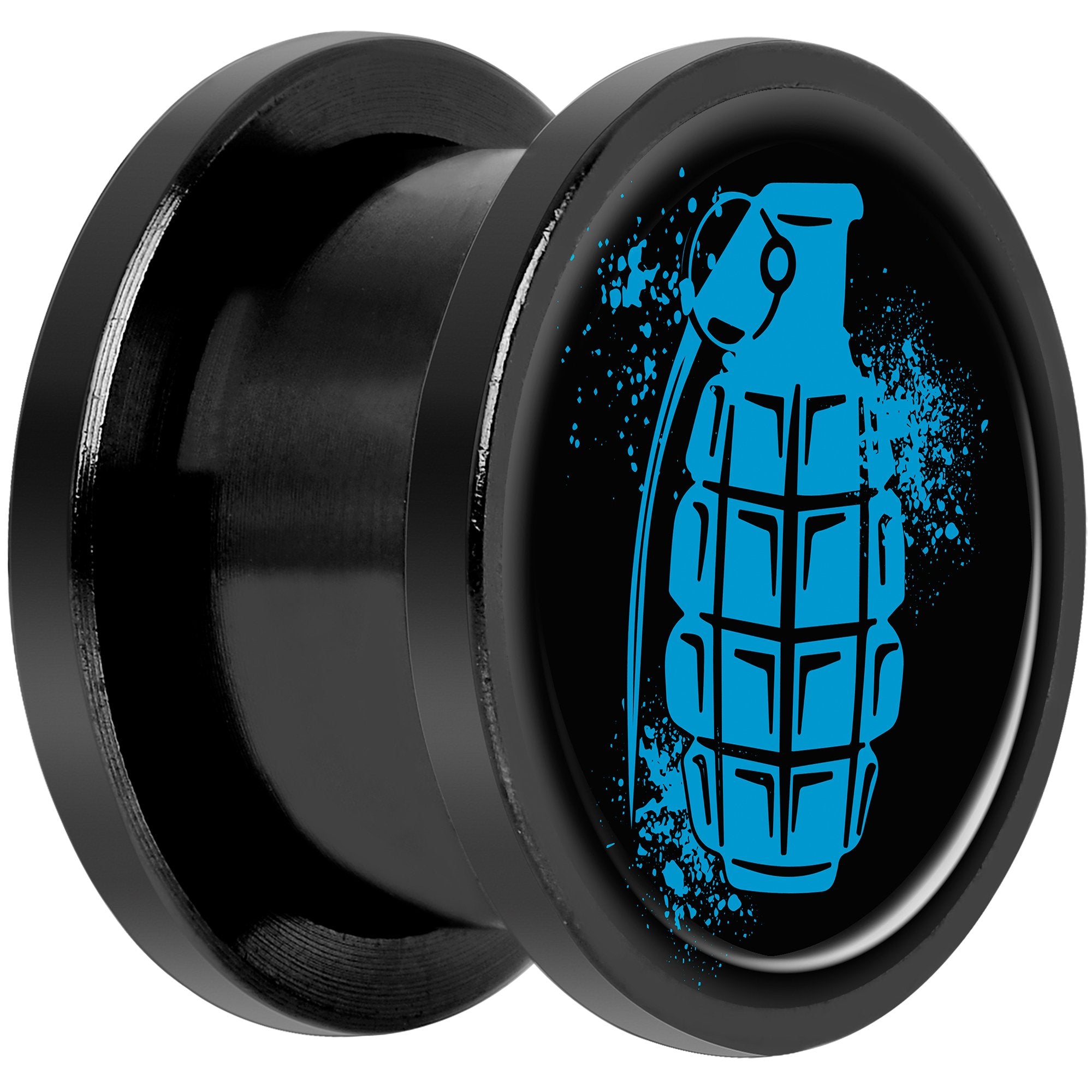 Blue Grenade Black Anodized Screw Fit Plug Set 9/16