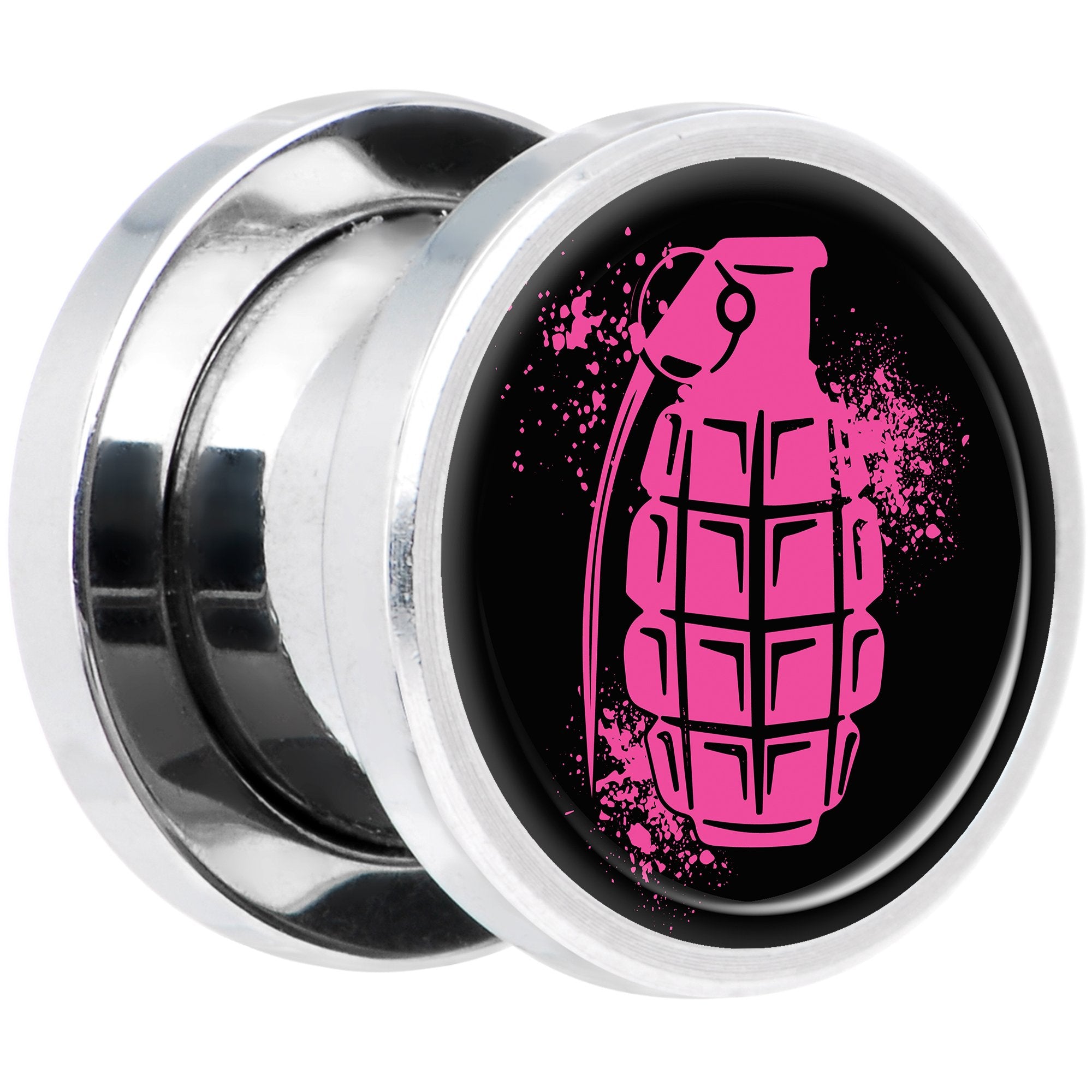 Pink Grenade Steel Screw Fit Plug Set 00 Gauge