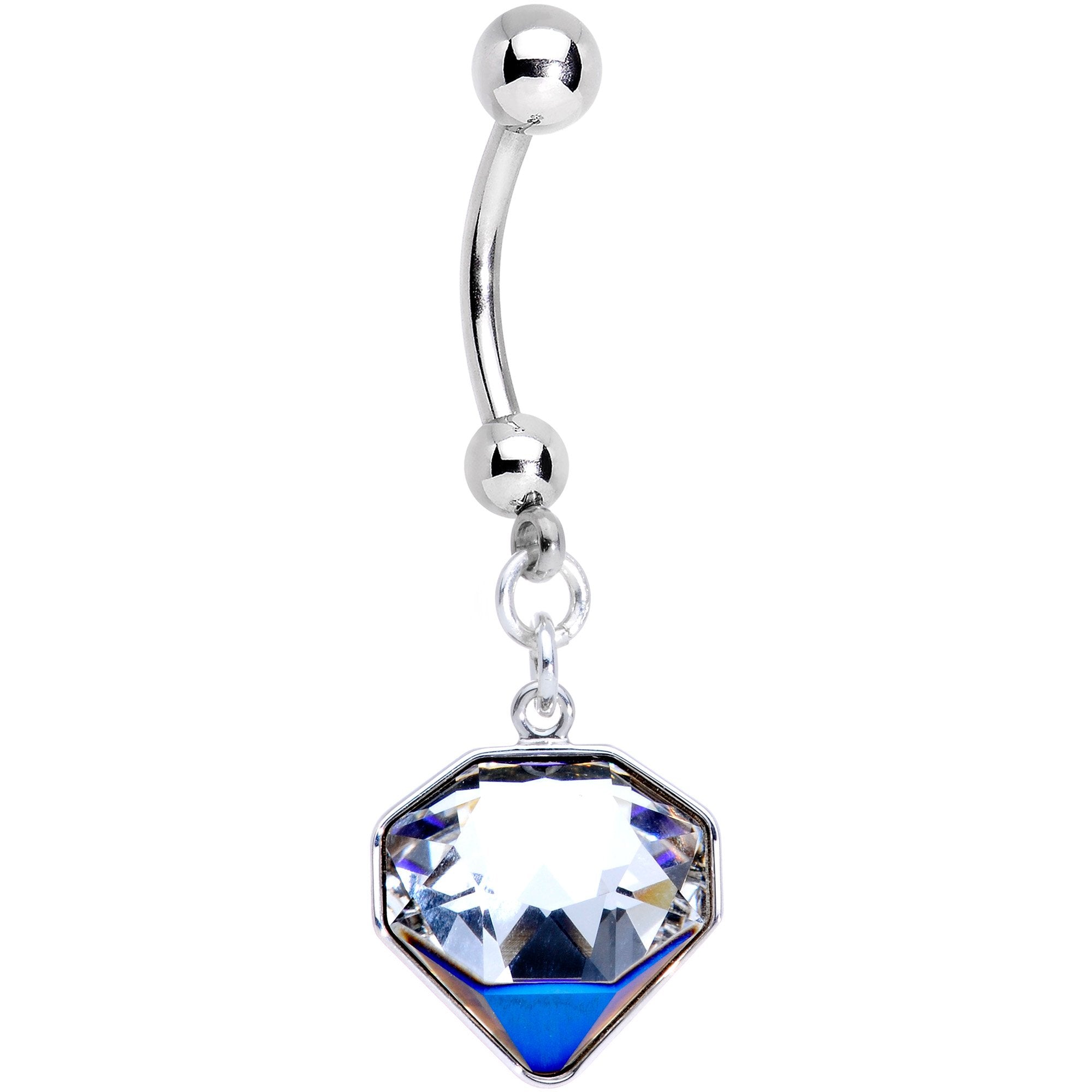 Handmade Big Bling Dangle Belly Ring Created with Crystals