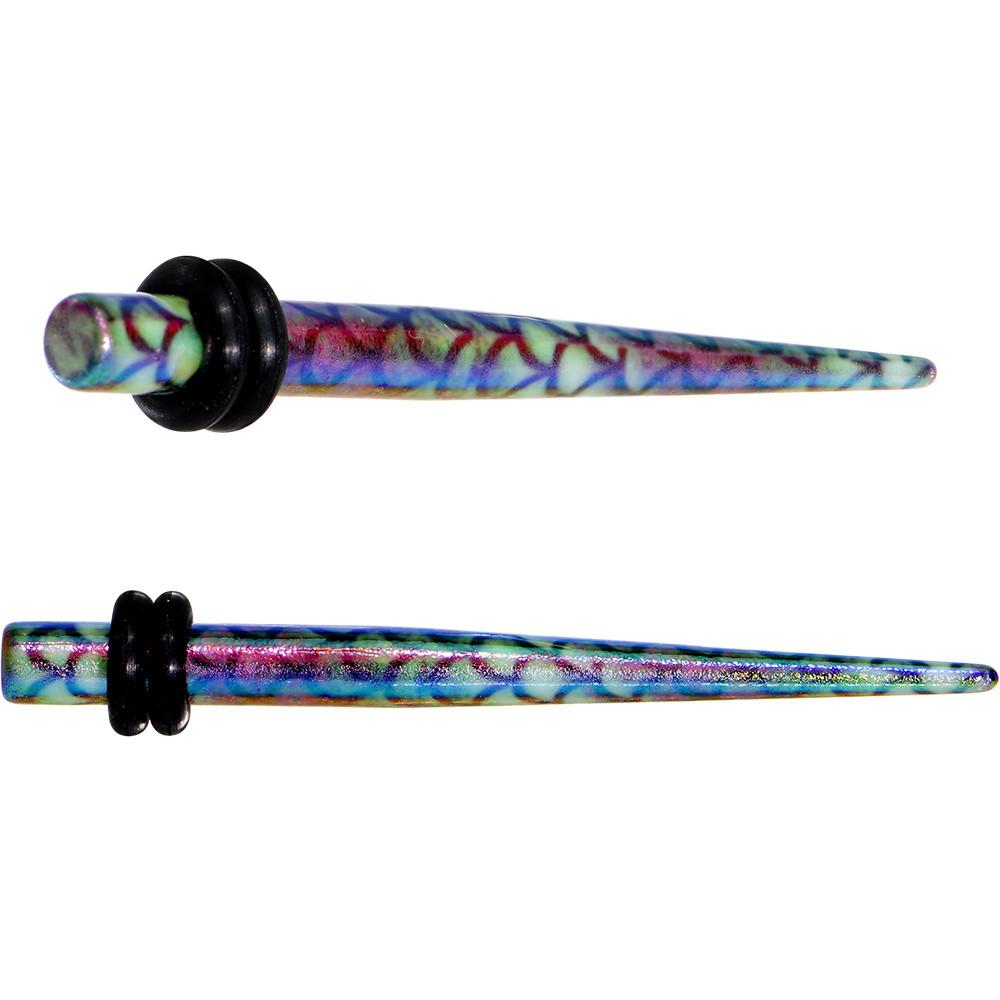 Rainbow Acrylic Mermaid Scale Straight Taper Set 14 Gauge to 12mm