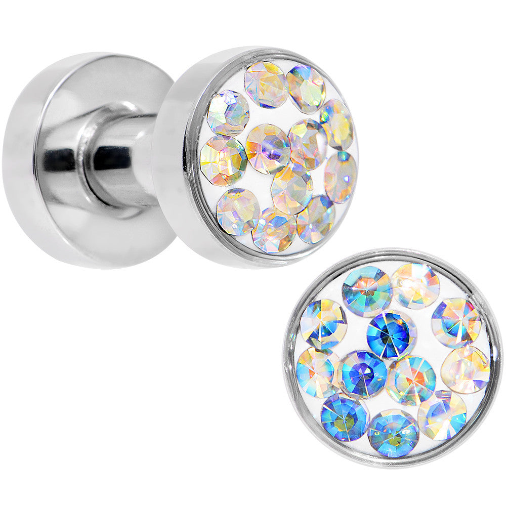 8 Gauge Aurora Ferido Crystal Steel Screw Fit Plug Set