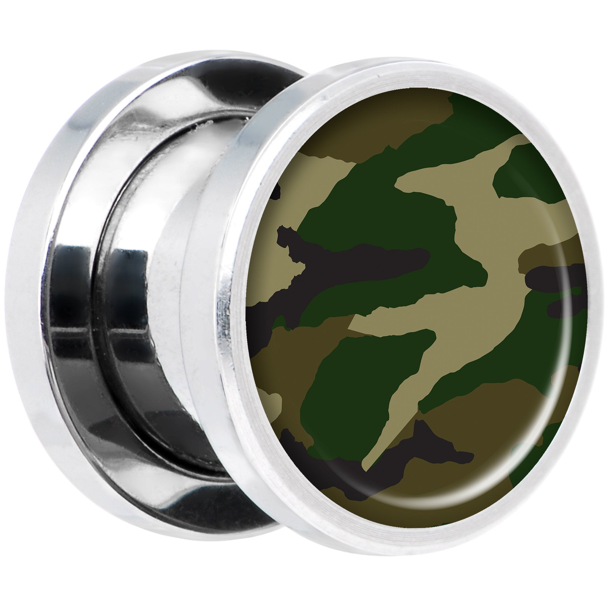 Woodland Camo Print Steel Screw Fit Plug Set 00 Gauge