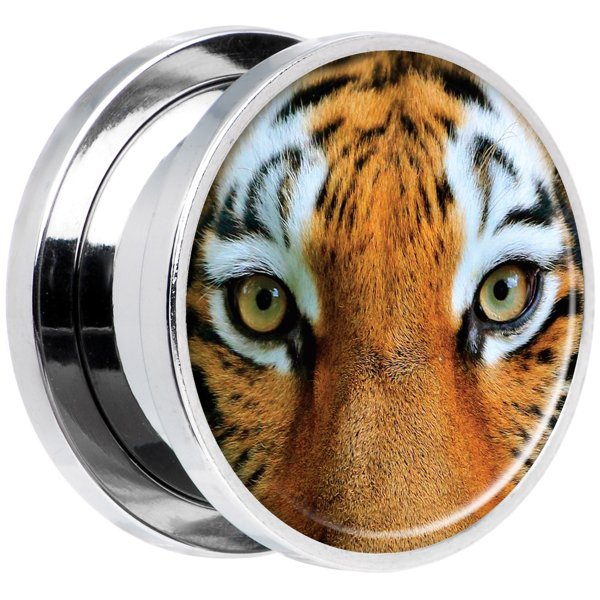 Full Color Tiger Eyes Steel Screw Fit Plug Set 5/8