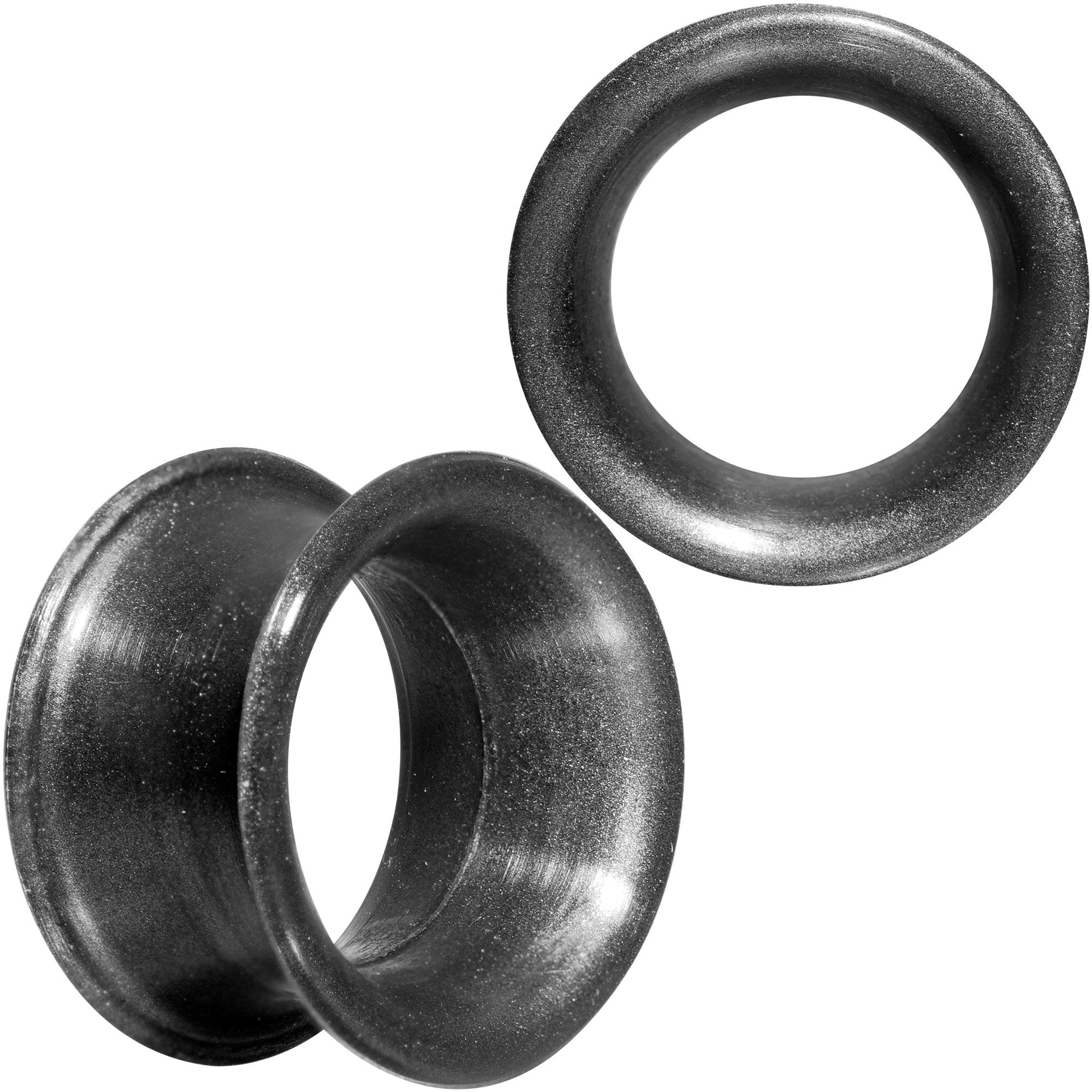 Thin Flexible Metallic Black Silicone Tunnel Plug Set 6mm to 25mm