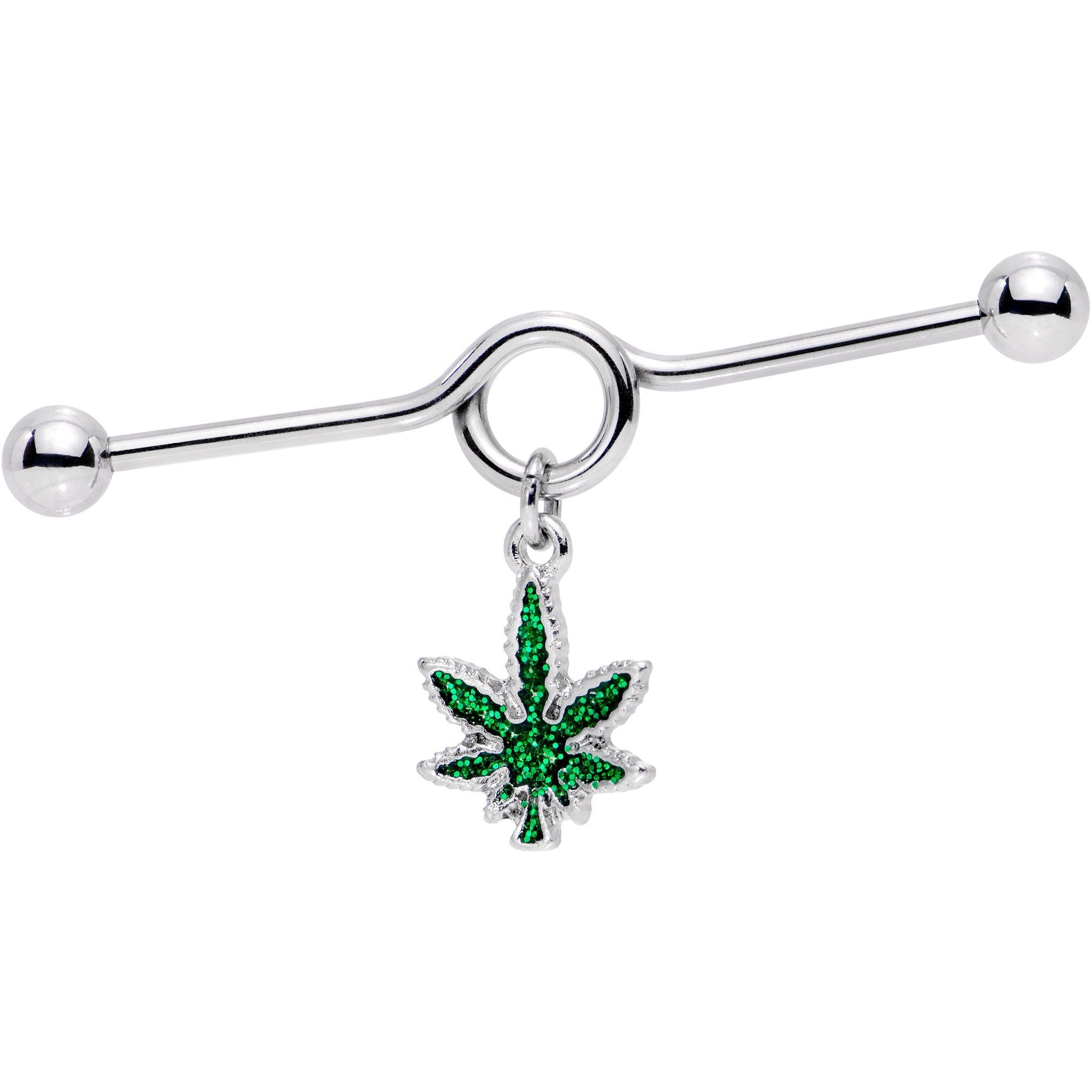 Green Marijuana Leaf Puff Puff Pass Industrial Barbell 38mm