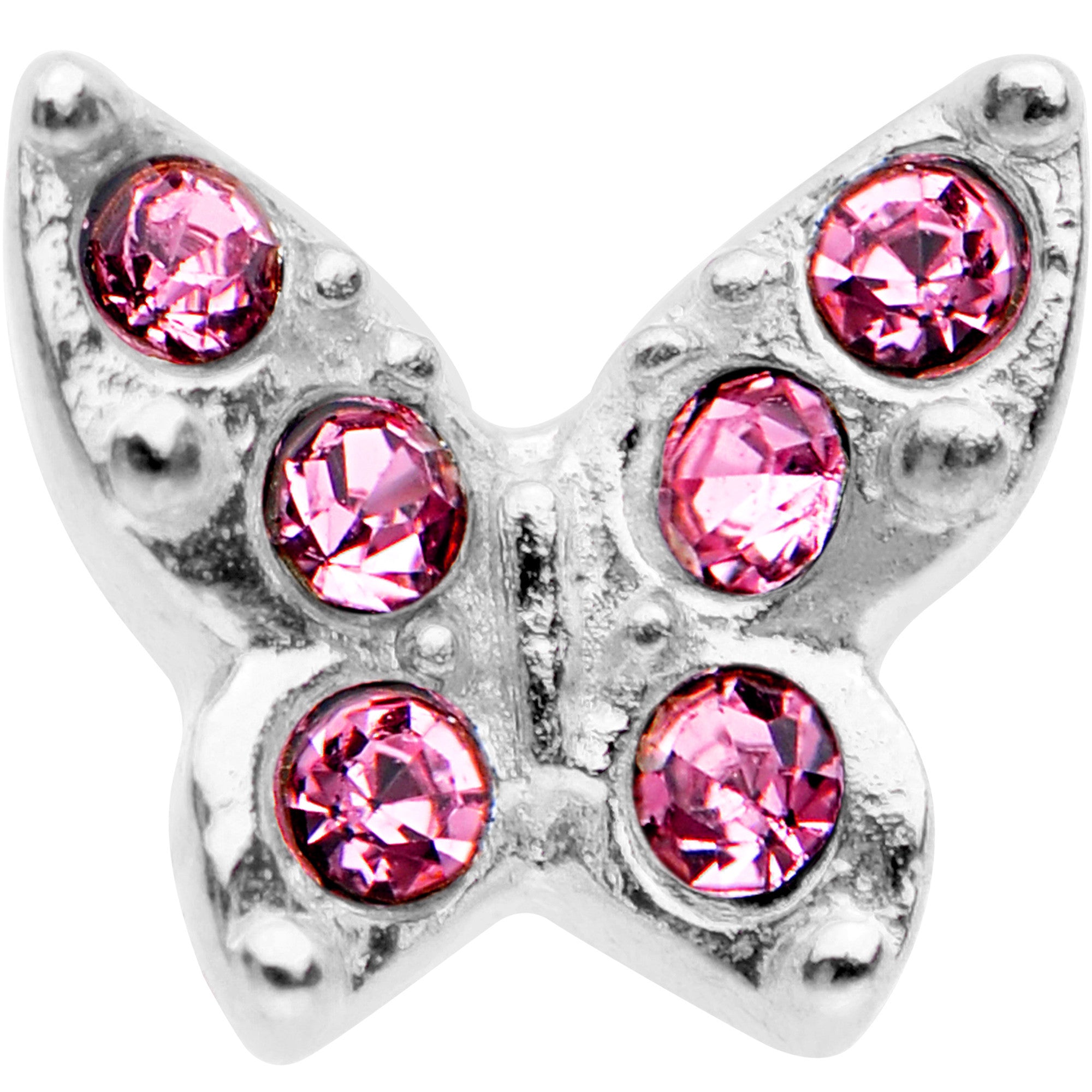 16 Gauge Pink Gem Silver Tone Butterfly Tragus Cartilage Earring