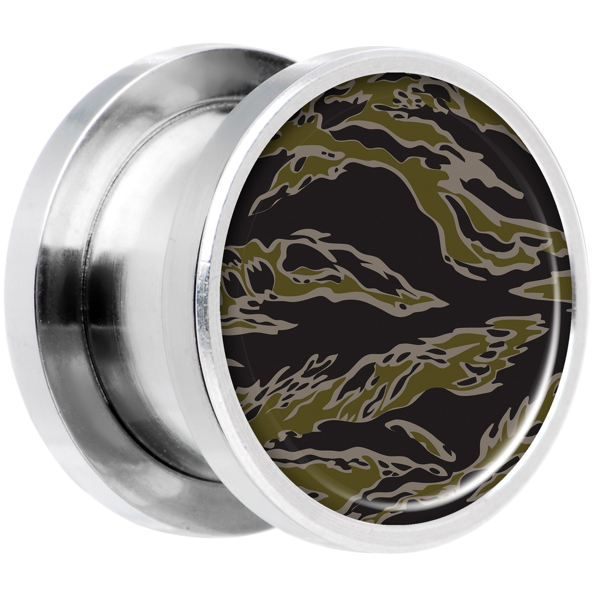 Tiger Camo Print Steel Screw Fit Plug Set 1/2