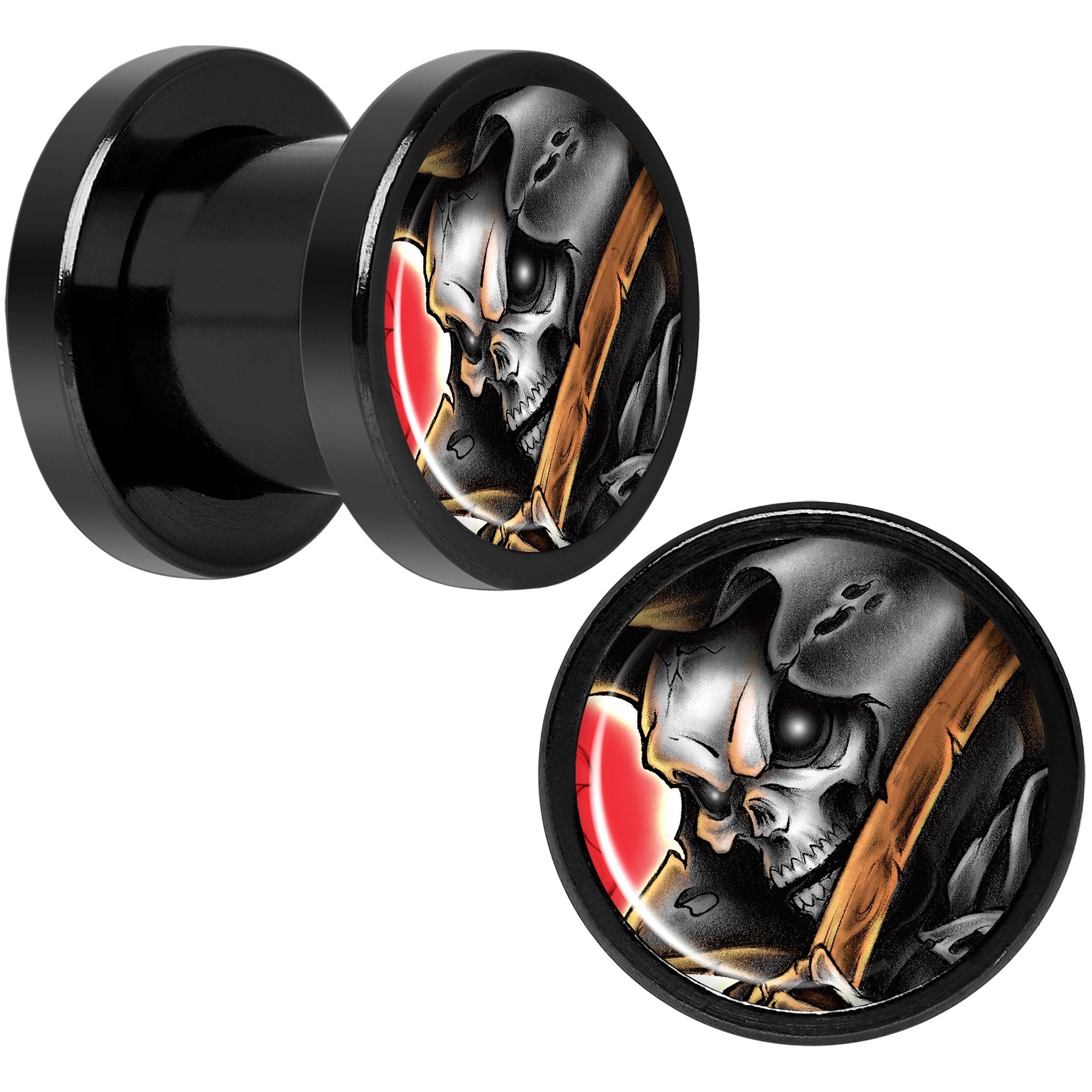 Wake the Dead Grim Reaper Halloween Black Anodized Plug Set 5mm to 16mm