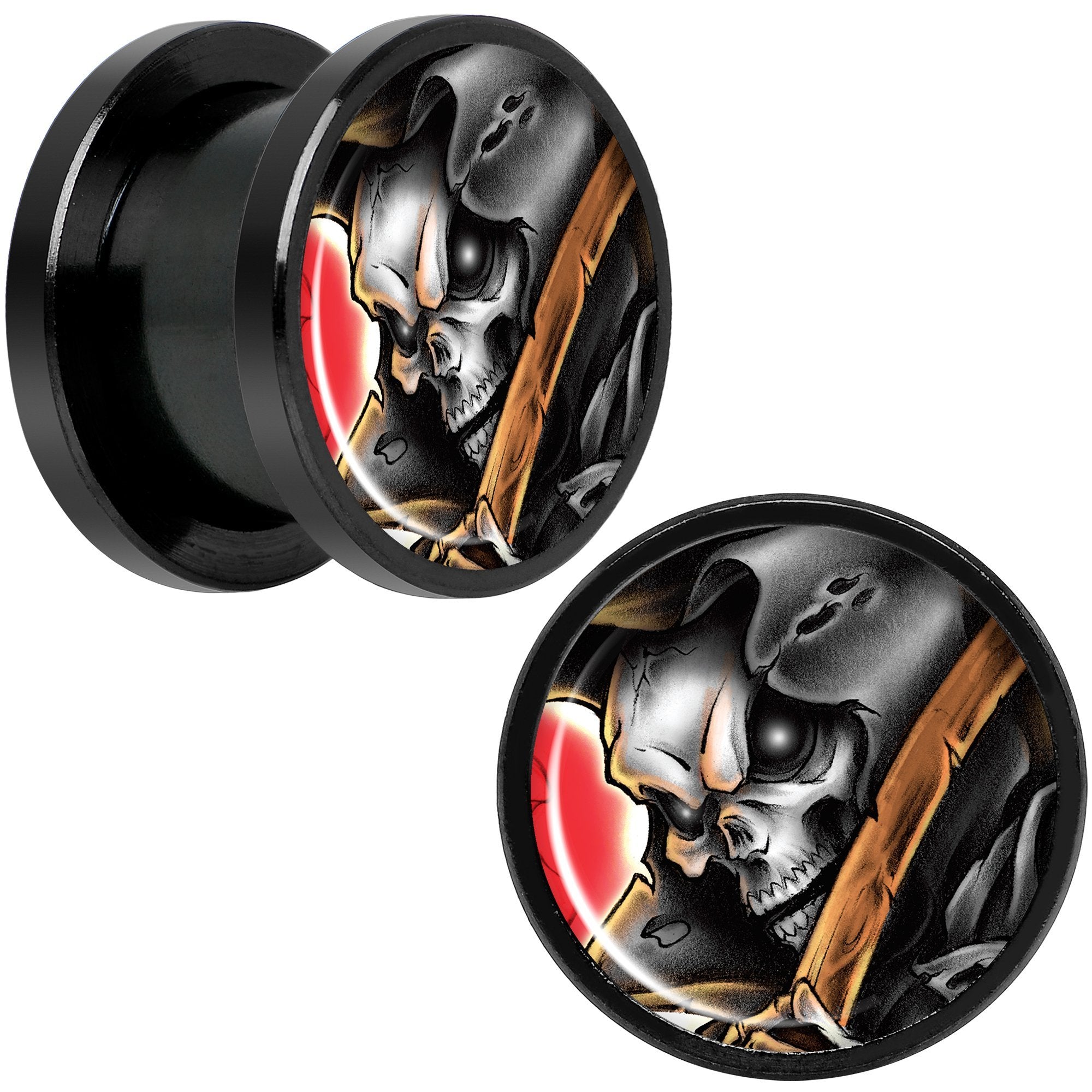 Wake the Dead Grim Reaper Halloween Black Anodized Plug Set 5mm to 16mm