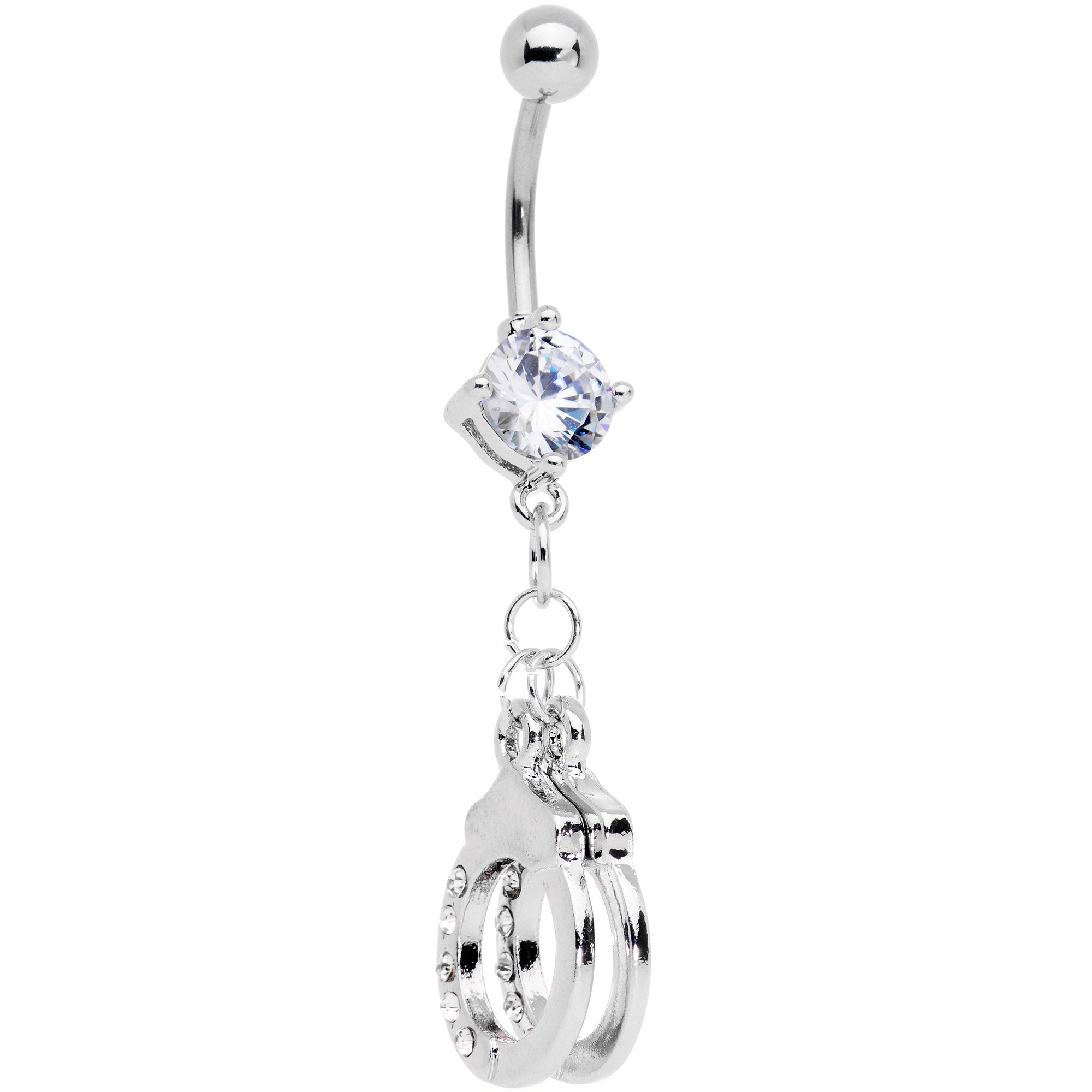 Clear Gem Kinky Cuffs Dangle Belly Ring