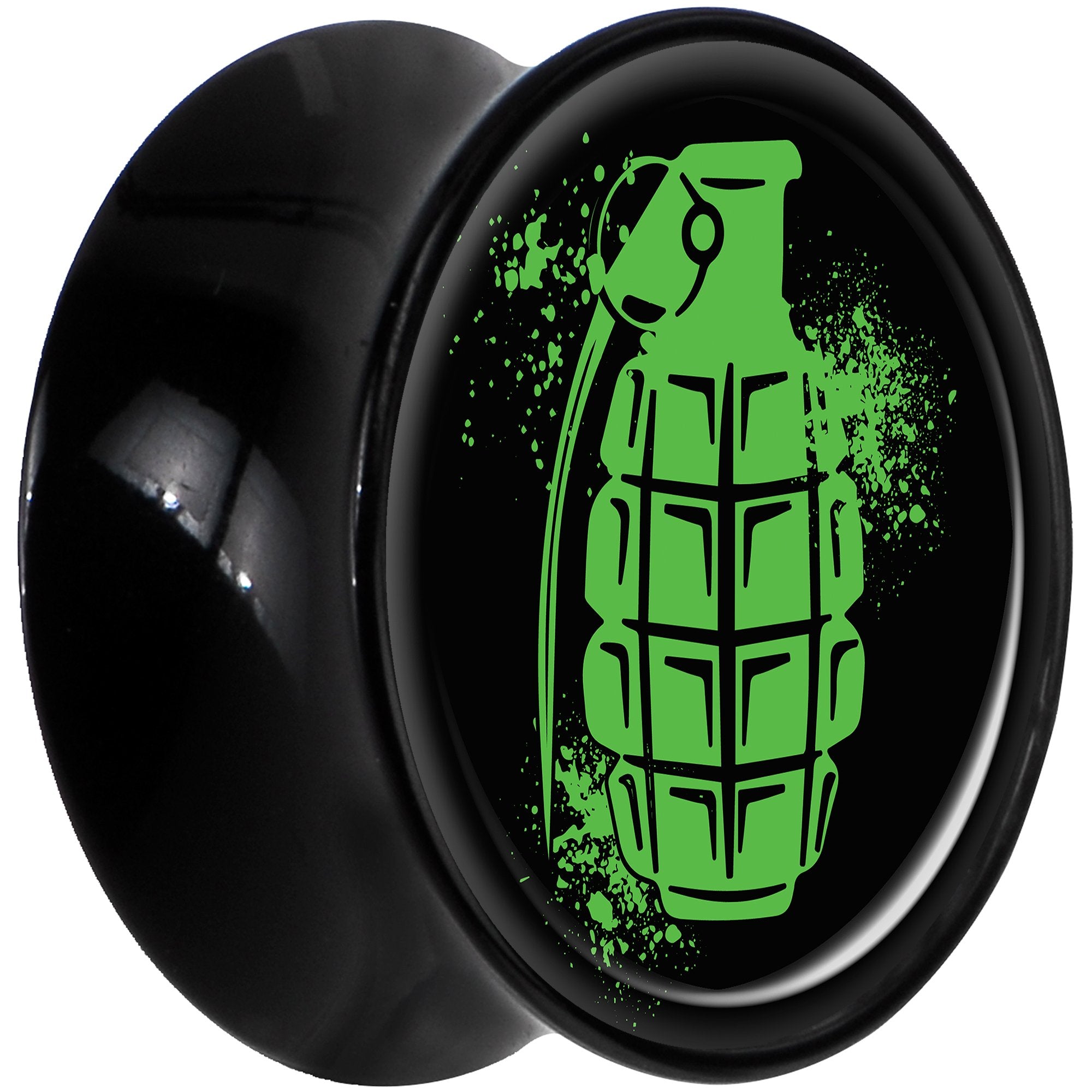 Black Acrylic Green Grenade Saddle Plug Set 5/8