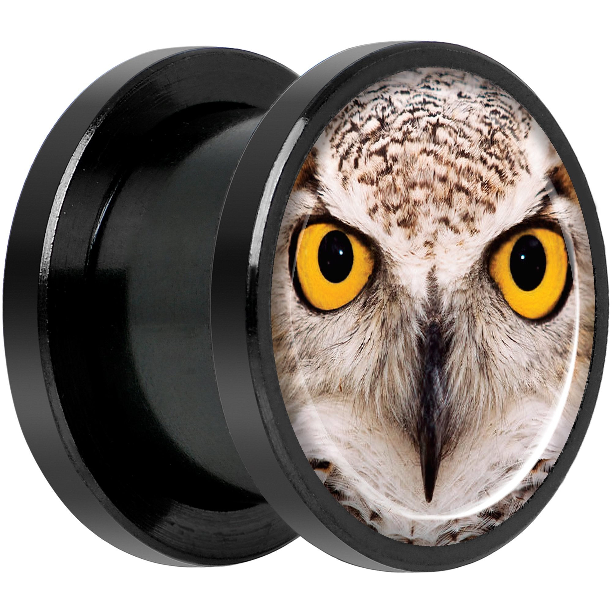 Full Color Owl Black Anodized Screw Fit Plug Set 1/2