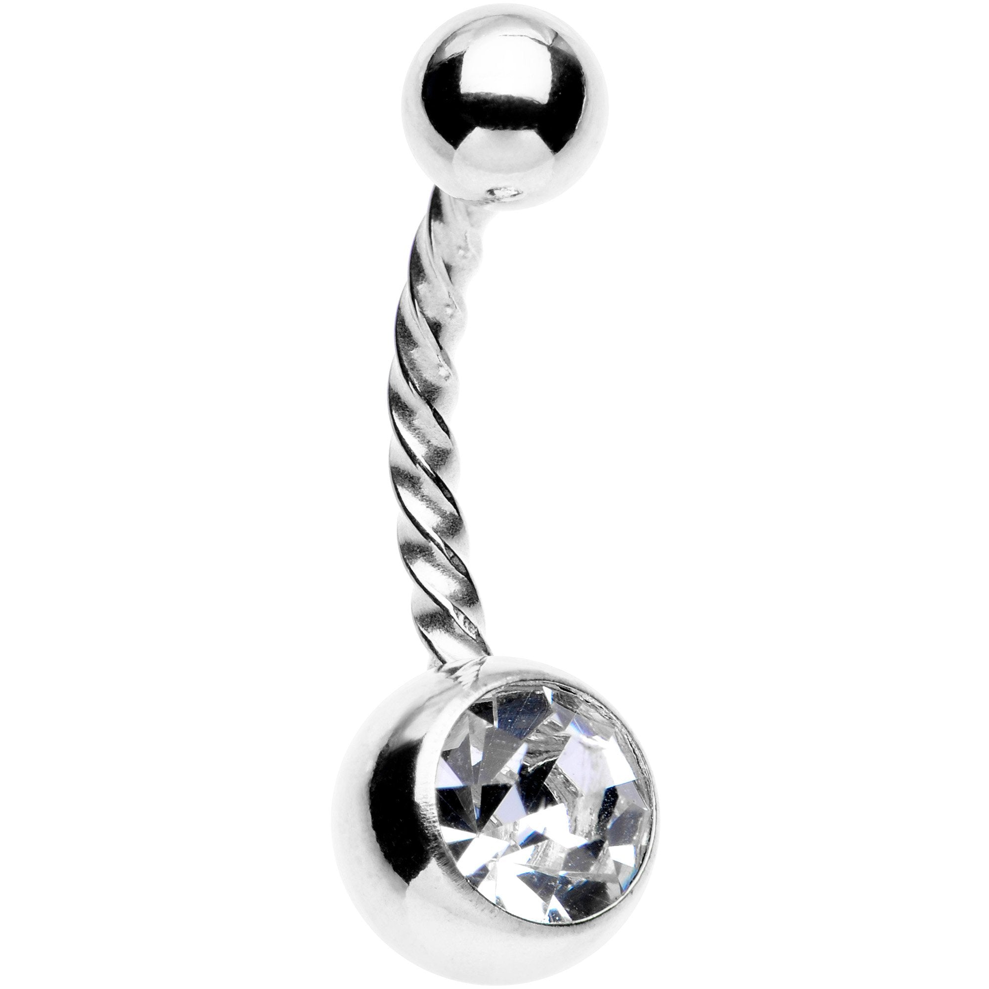 Clear Gem Seriously Twisted Belly Ring