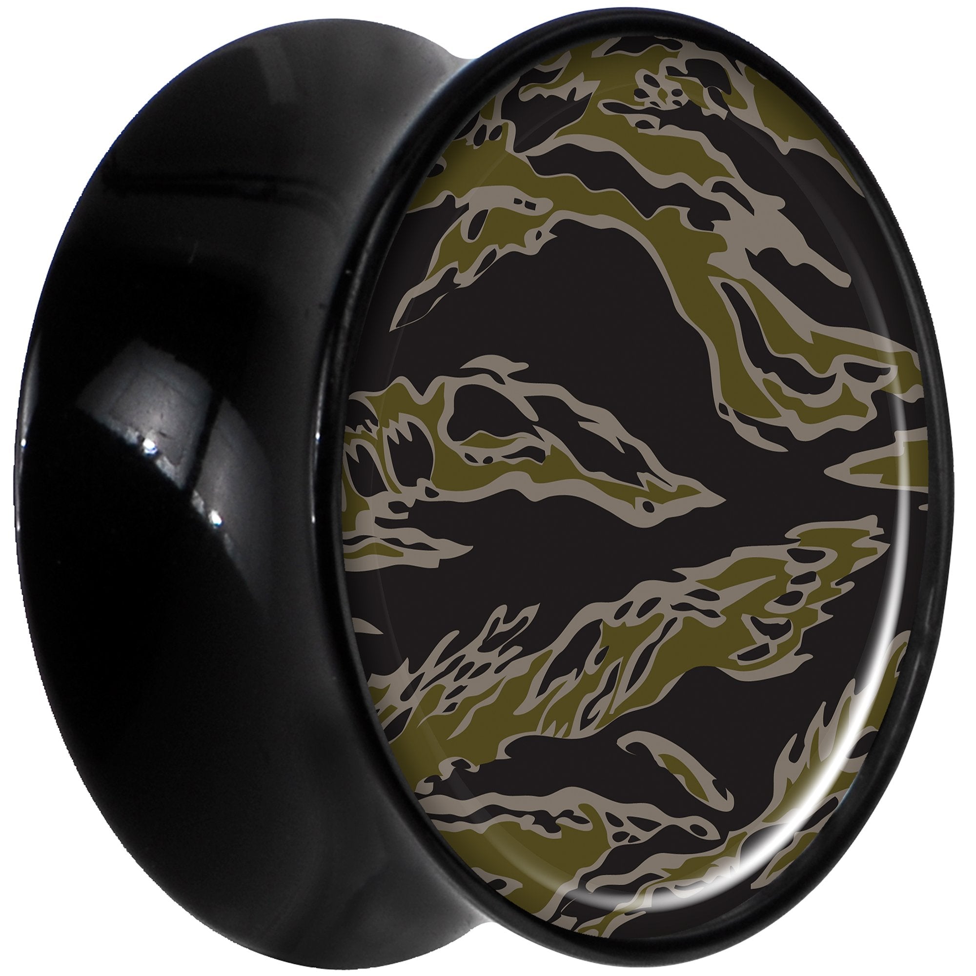 Black Acrylic Tiger Camo Print Saddle Plug Set 18mm