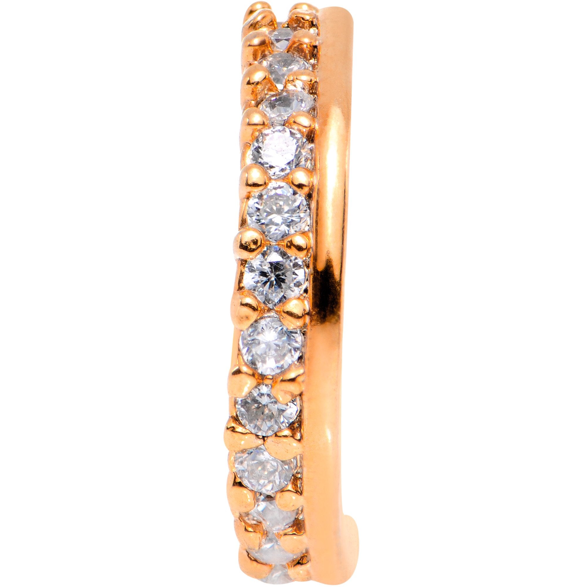 20 Gauge Clear CZ Gem Rose Gold Tone Sleek Seamless Circular Ring