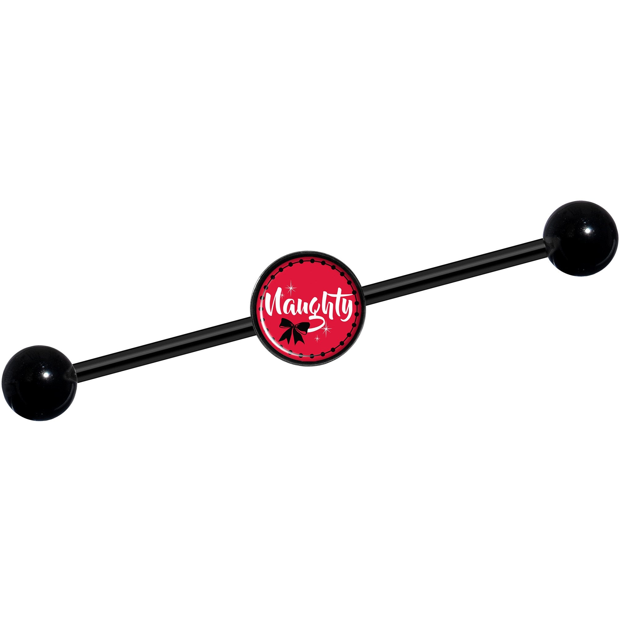 14 Gauge Naughty Holiday Black Industrial Barbell 37mm