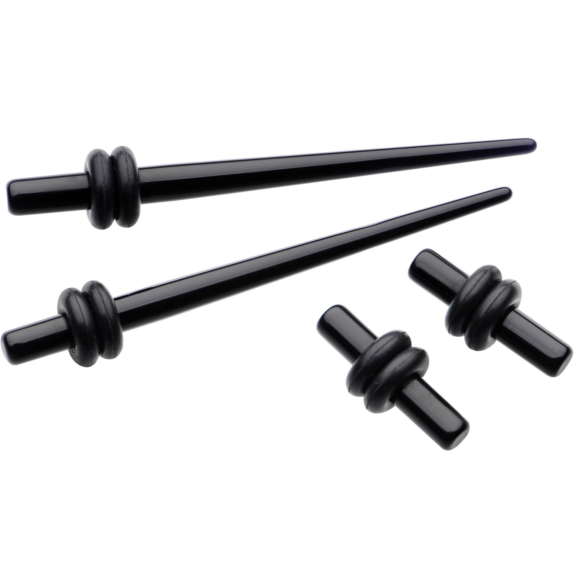 Black Acrylic Straight Plug and Tapers Set of 4