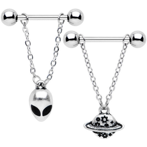 9/16 Alien Invasion Dangle Barbell Nipple Ring Set