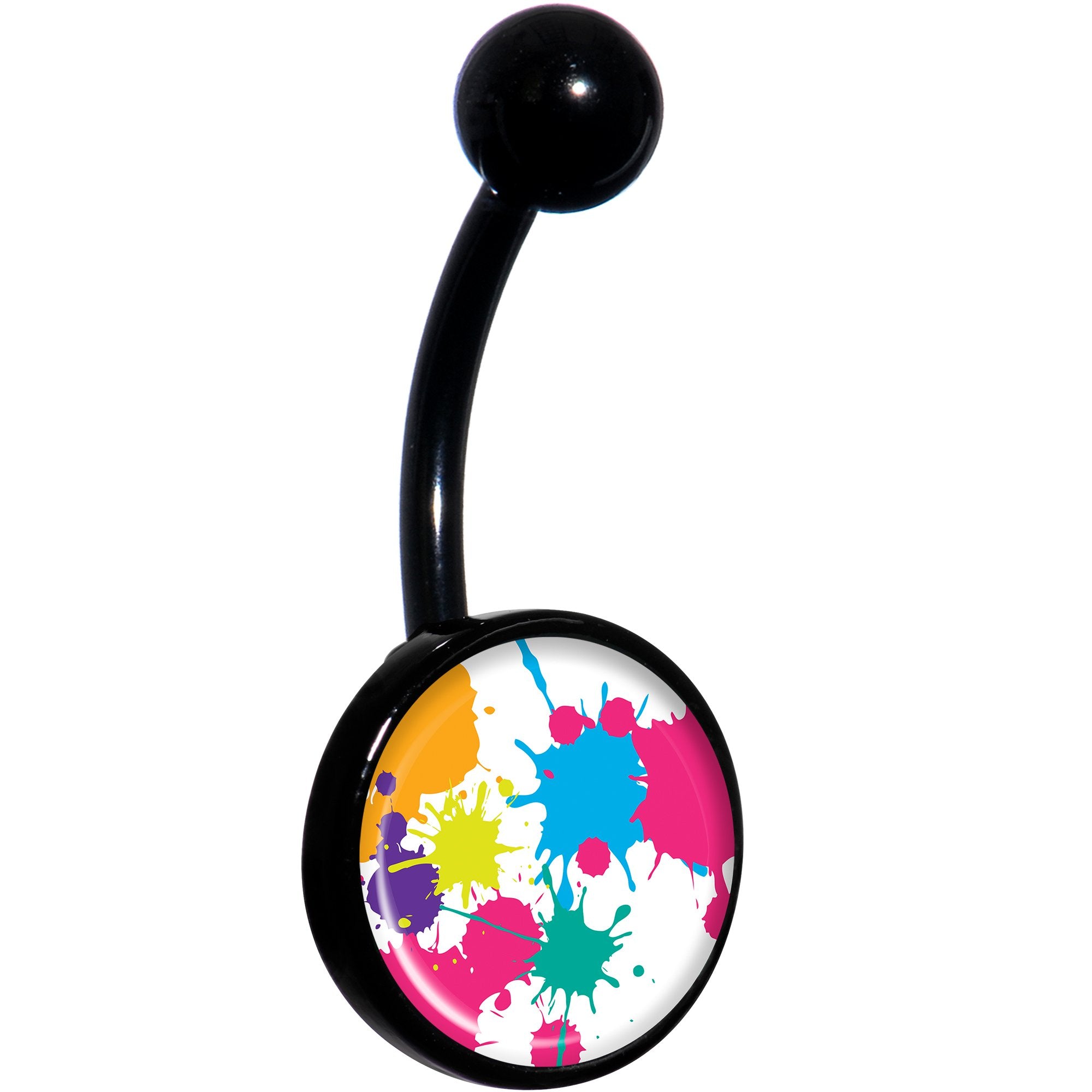 Pink Green Blue Color Splash Black Belly Ring