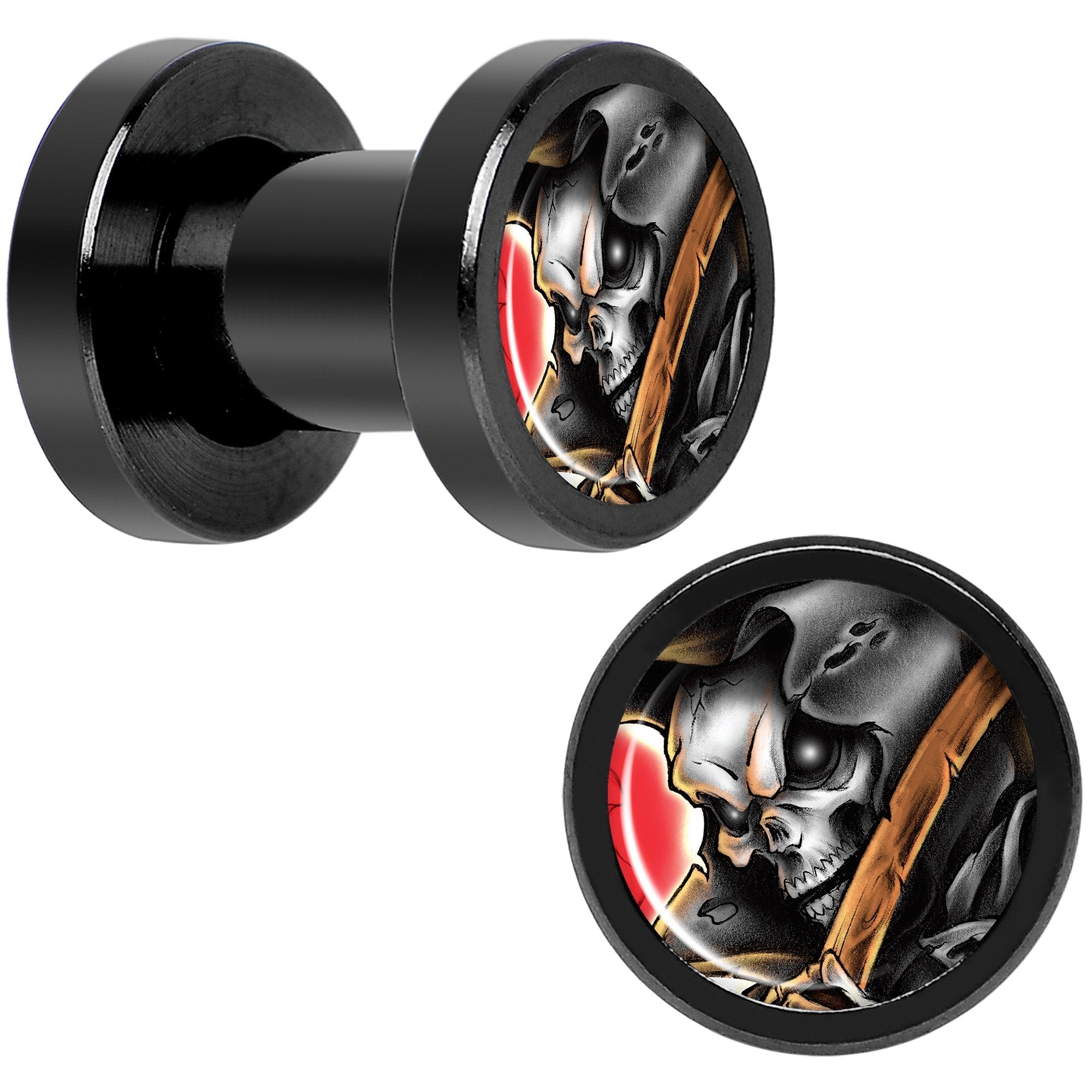 Wake the Dead Grim Reaper Halloween Black Anodized Plug Set 5mm to 16mm