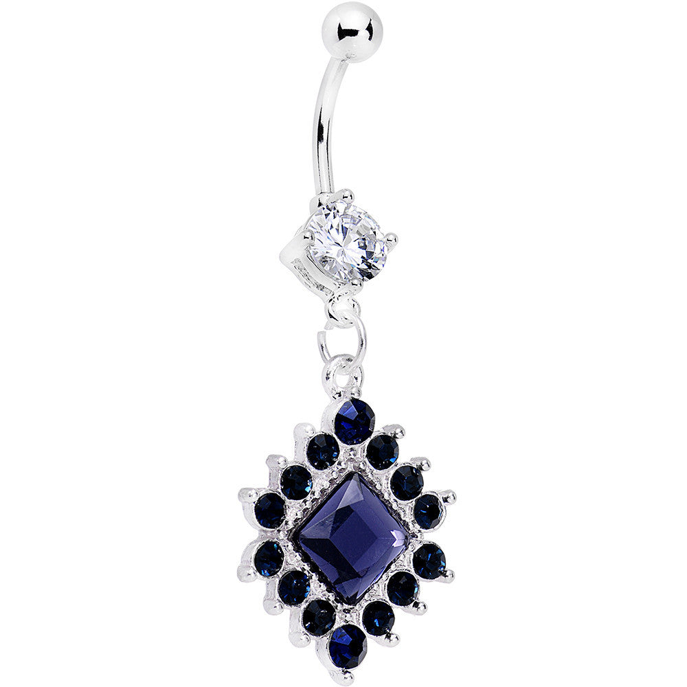 Indigo Blue Clear Gem Royal Beauty Dangle Belly Ring