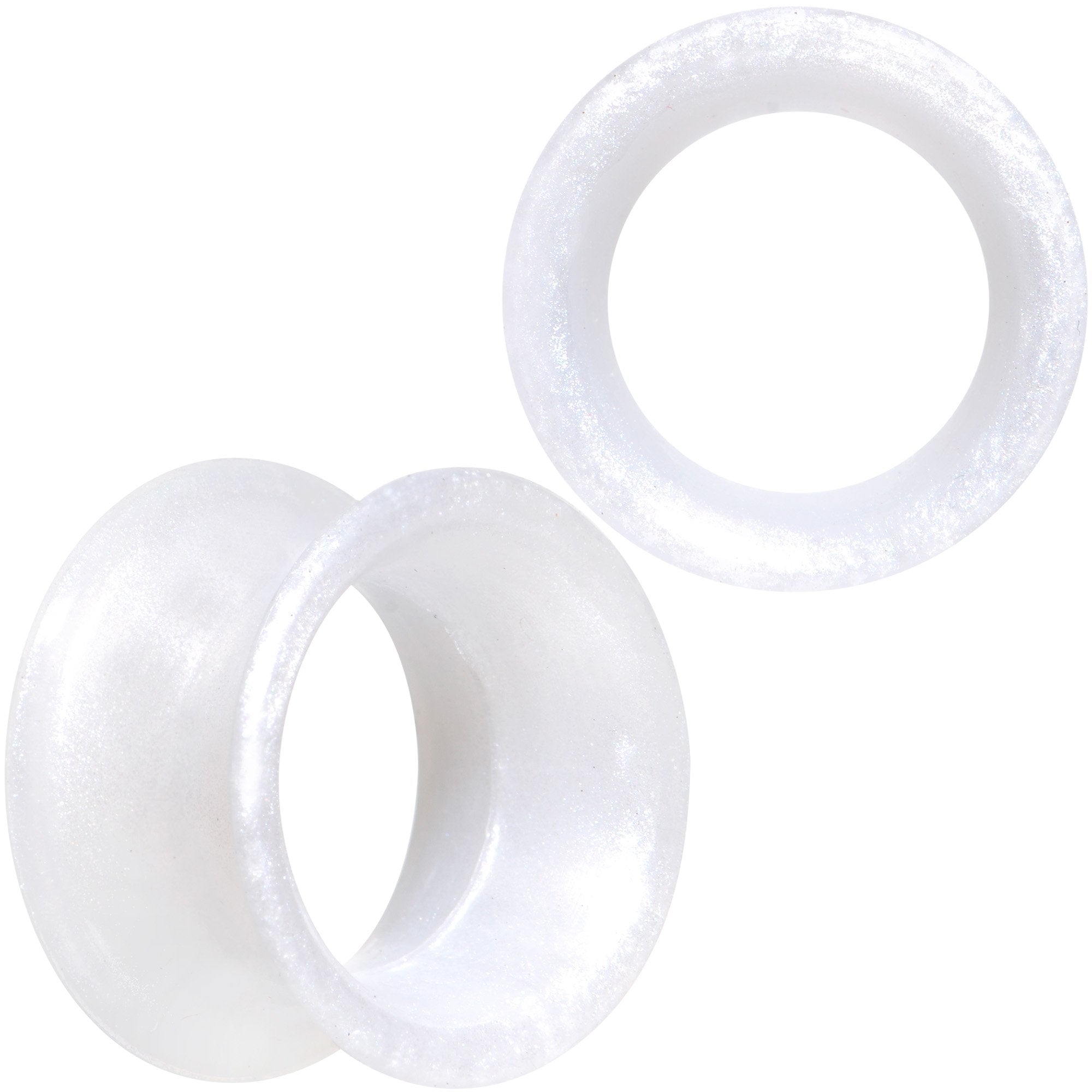 Thin Flexible White Silicone Tunnel Plug Set 6mm to 25mm